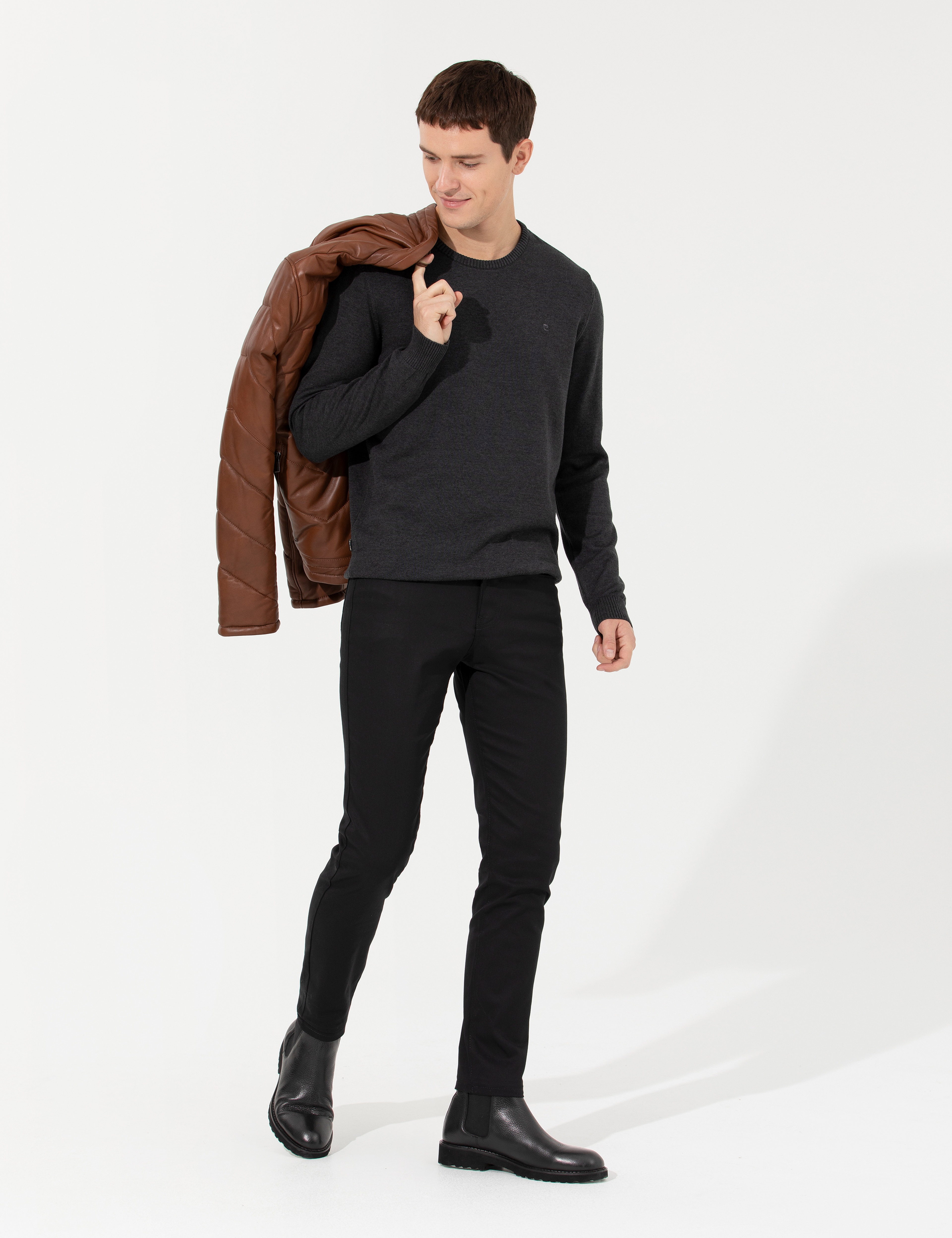 Siyah Slim Fit Kanvas Pantolon - Image 3