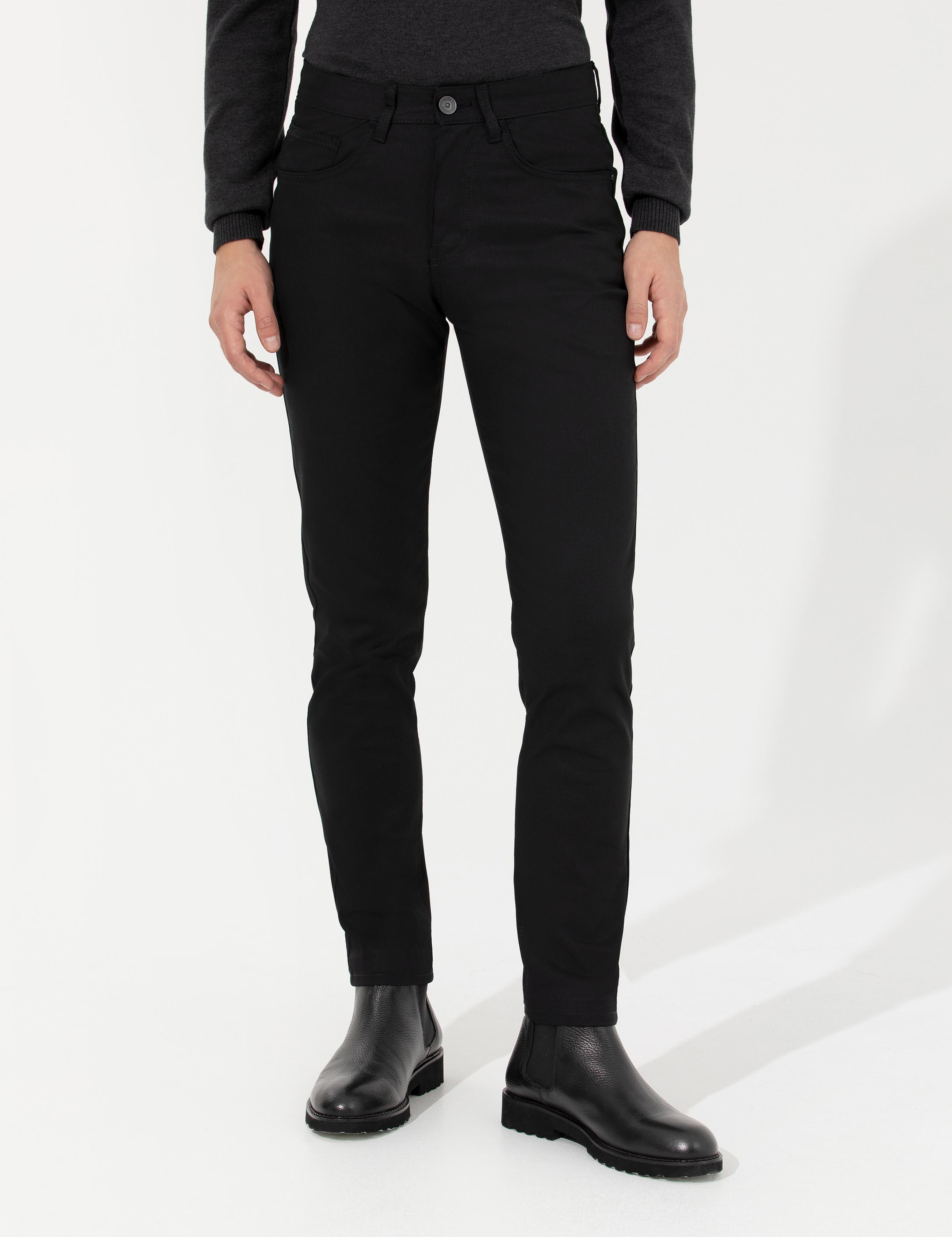 Siyah Slim Fit Kanvas Pantolon