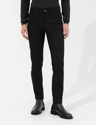 Siyah Slim Fit Kanvas Pantolon