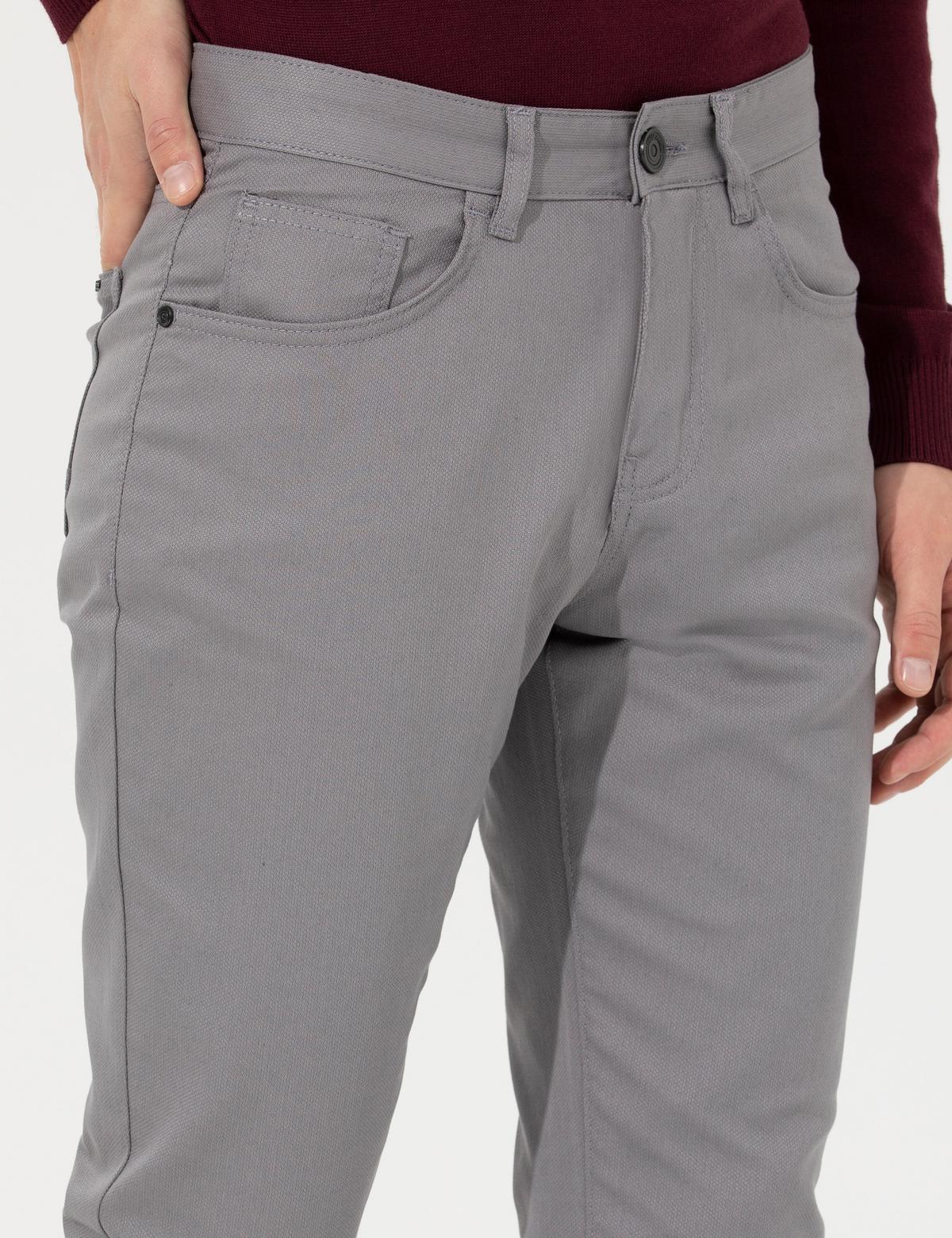 Gri Slim Fit Kanvas Pantolon - 50264764349