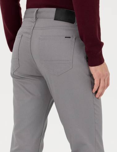 Gri Slim Fit Kanvas Pantolon
