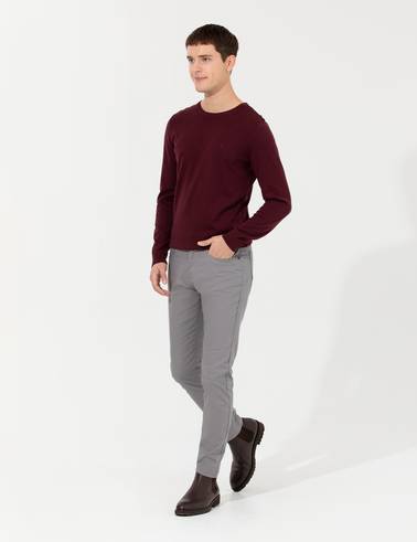 Gri Slim Fit Kanvas Pantolon
