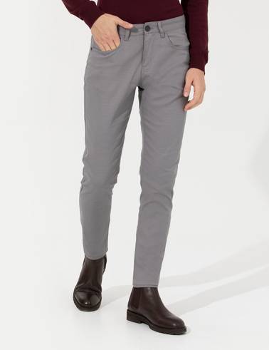 Gri Slim Fit Kanvas Pantolon