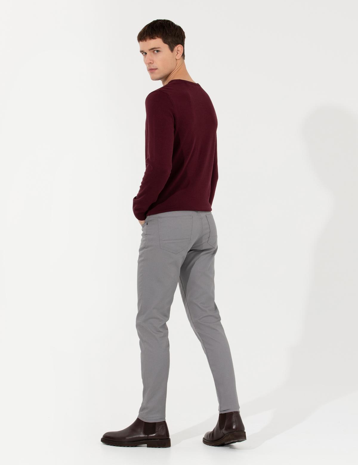 Gri Slim Fit Kanvas Pantolon - 50264764349