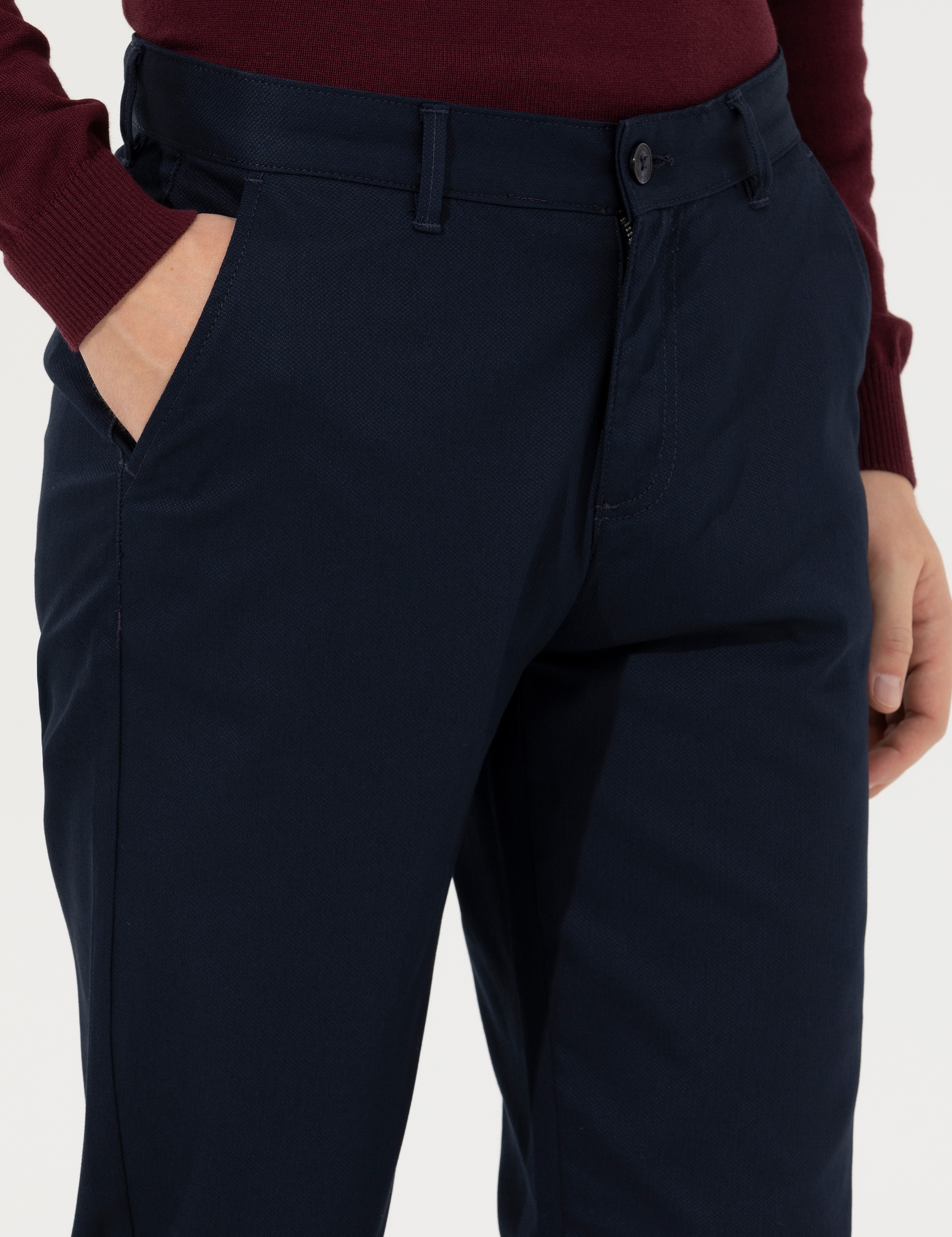 Lacivert Regular Fit Kanvas Pantolon - Image 5