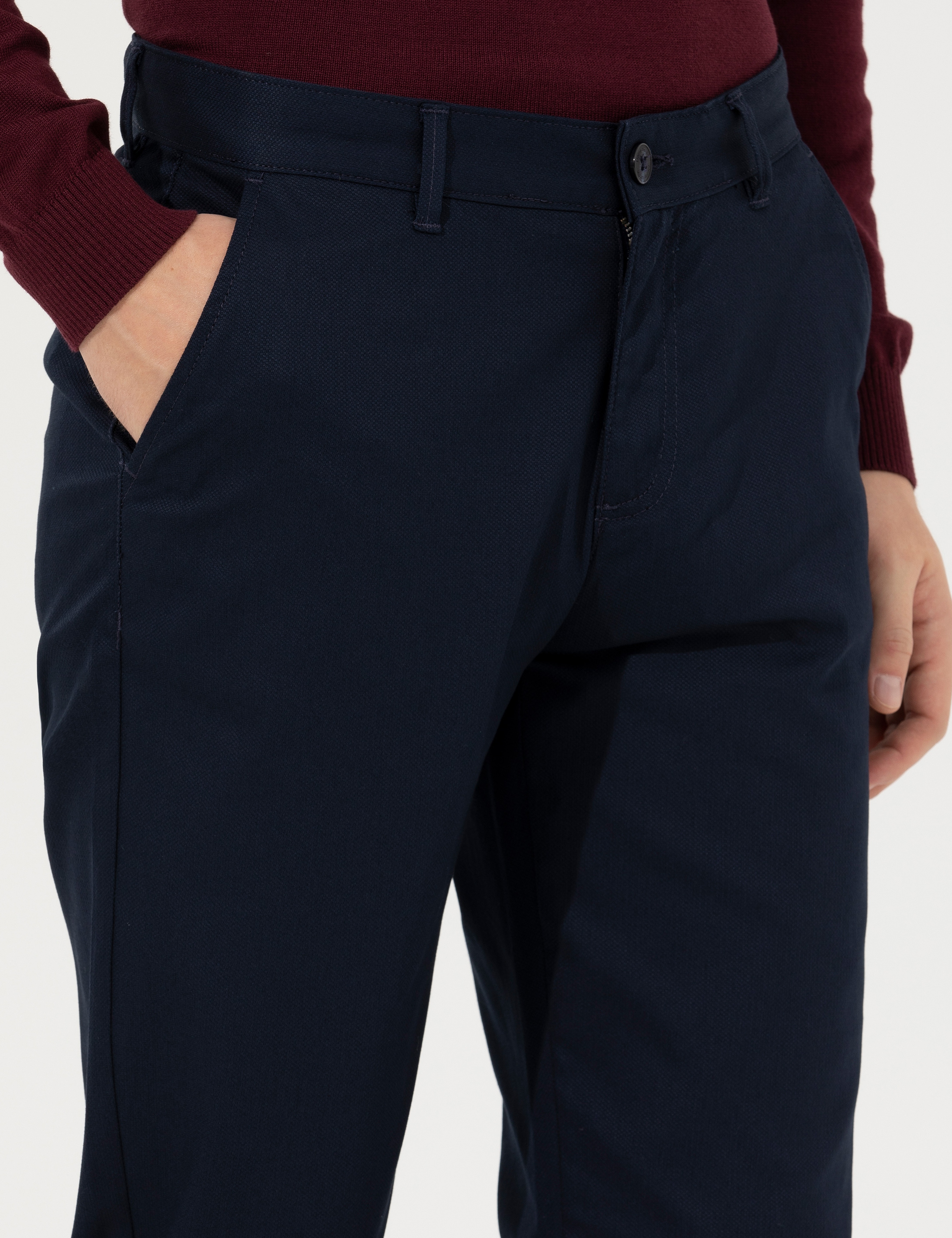 Lacivert Regular Fit Kanvas Pantolon