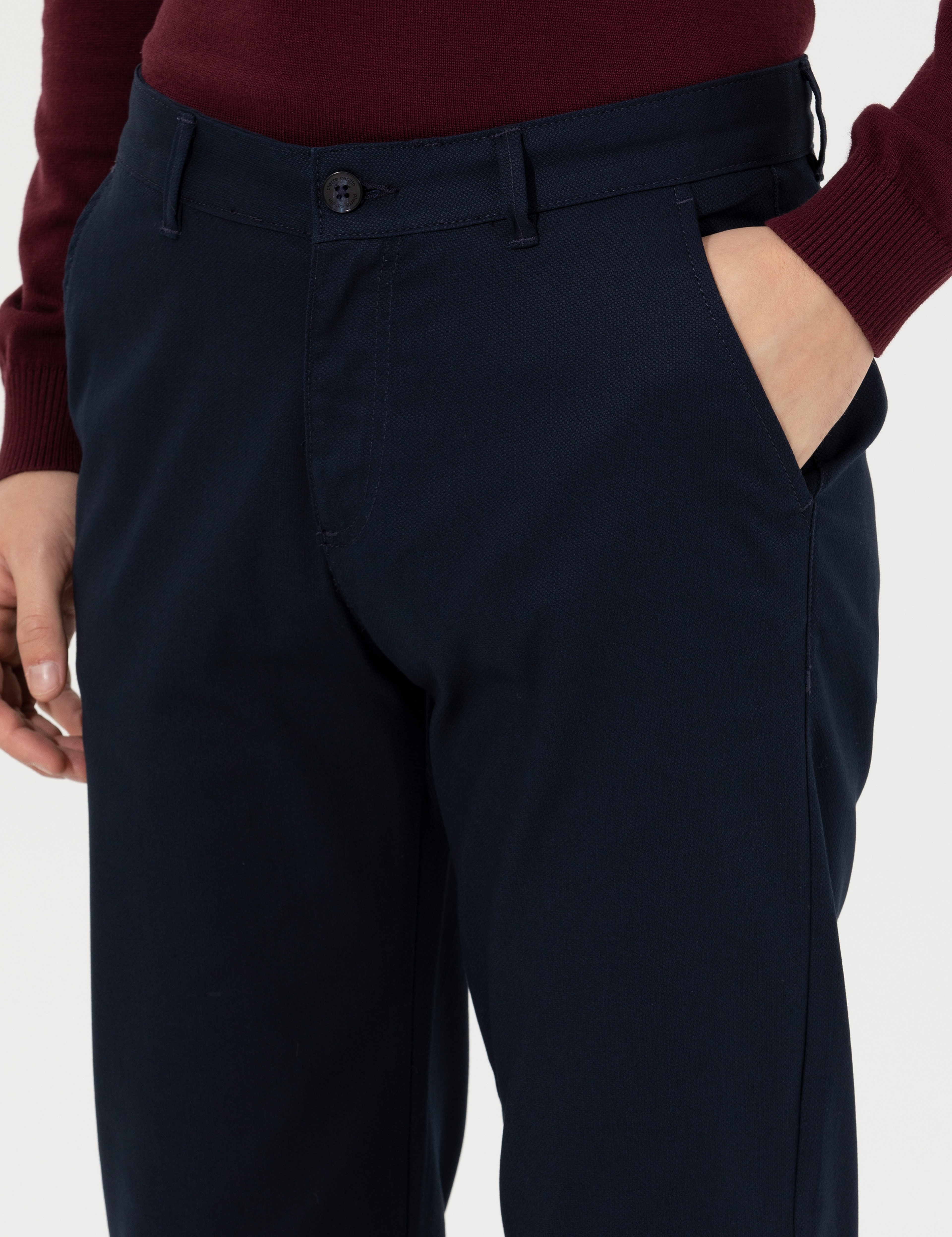 Lacivert Regular Fit Kanvas Pantolon - Image 6