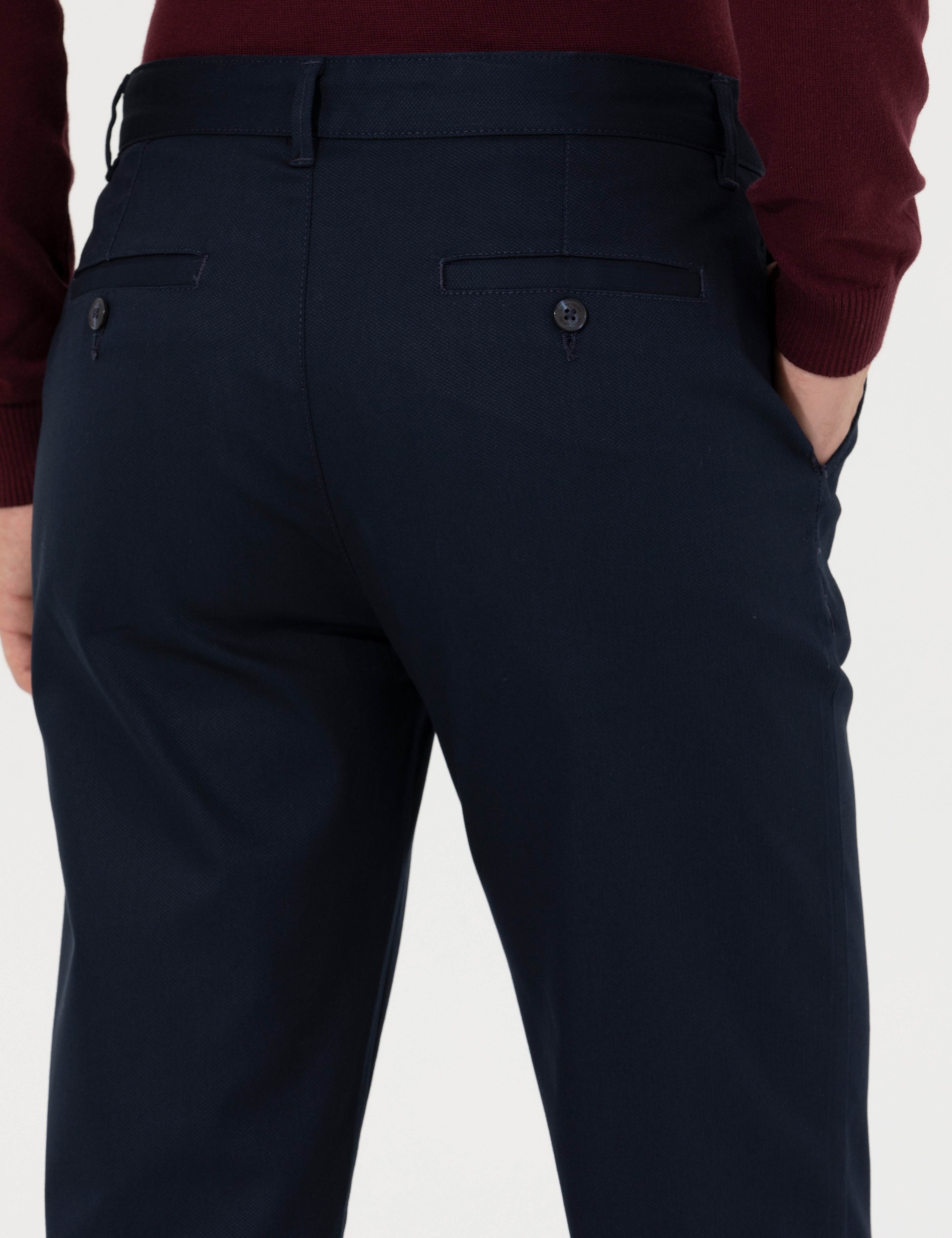 Lacivert Regular Fit Kanvas Pantolon