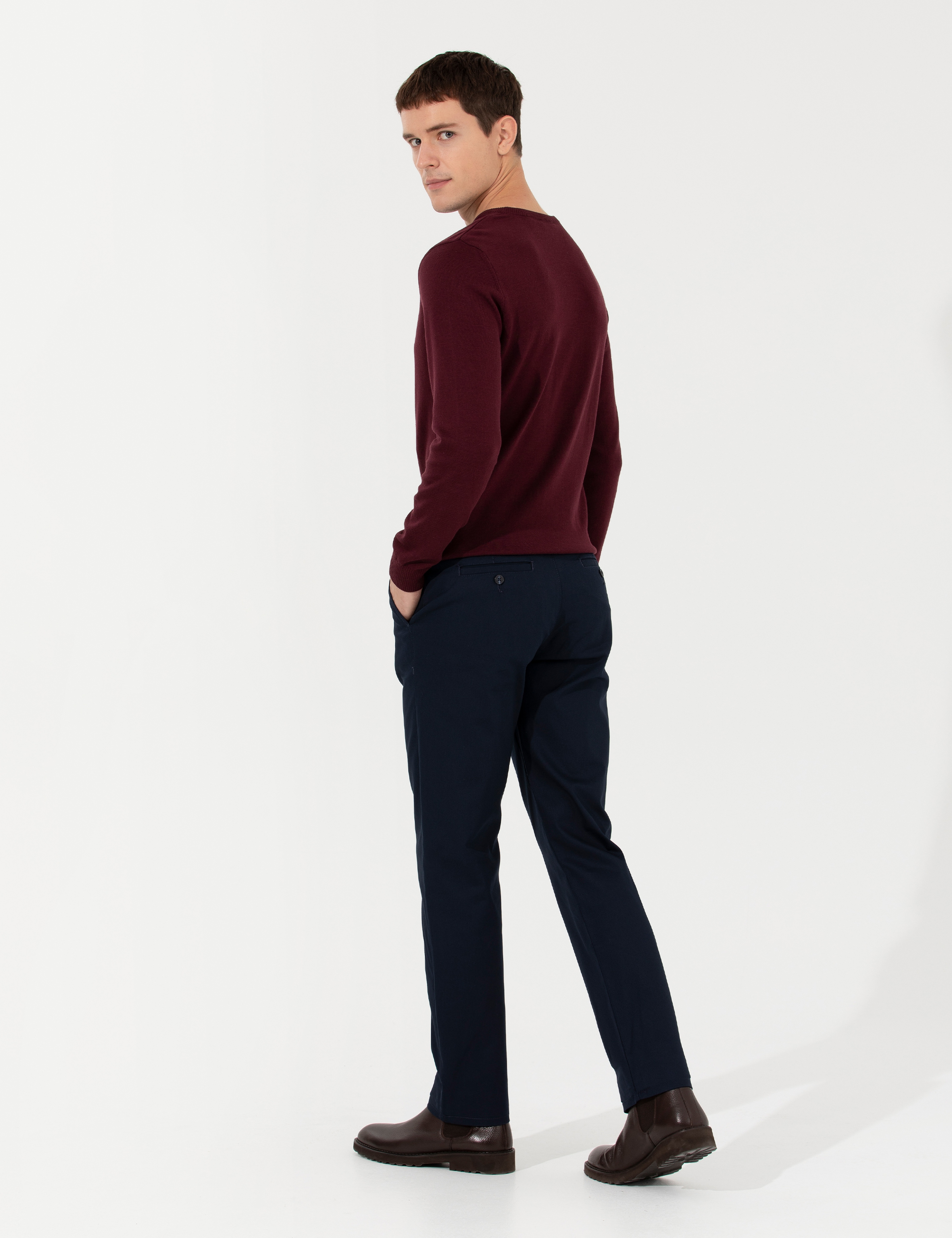 Lacivert Regular Fit Kanvas Pantolon - Image 4