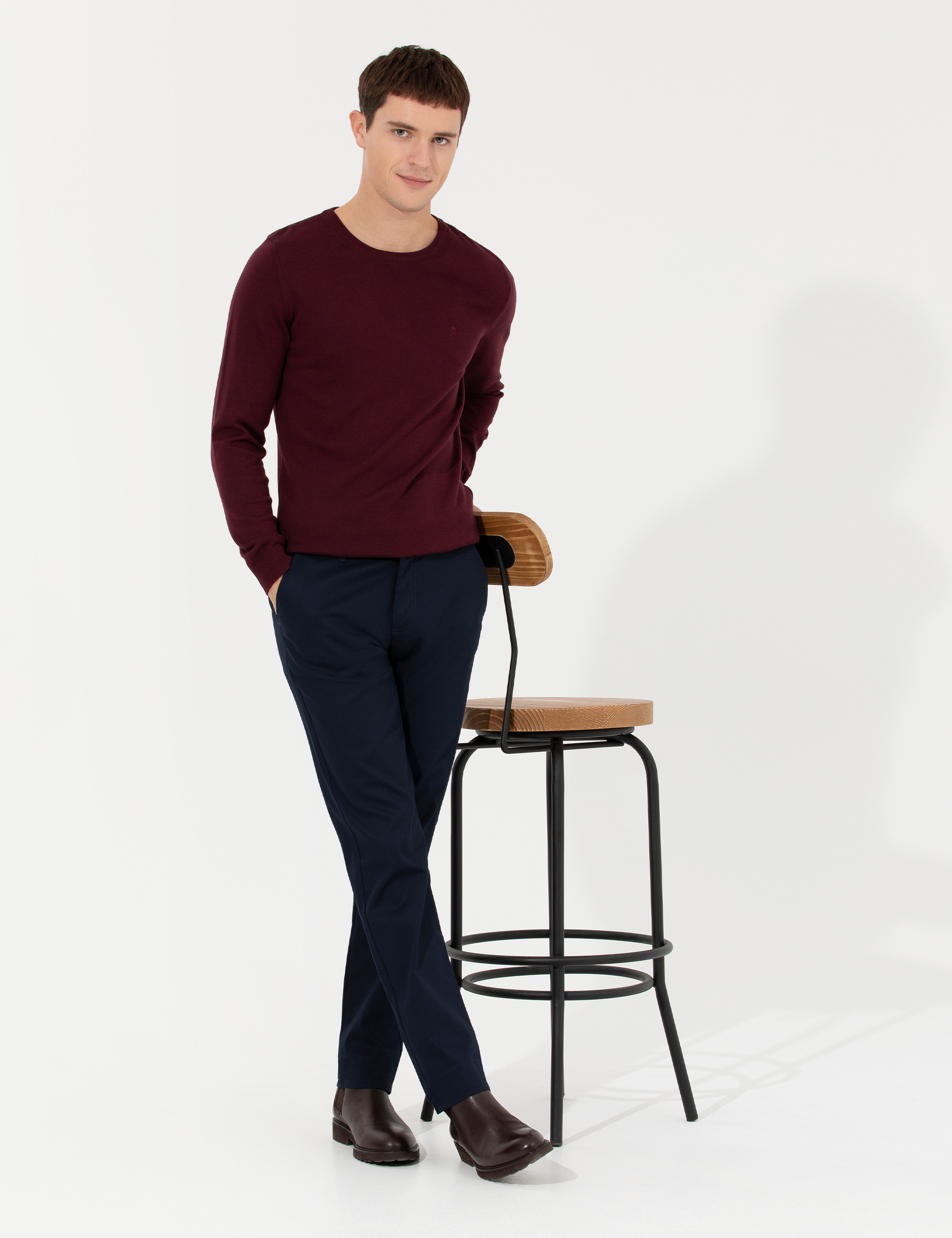 Lacivert Regular Fit Kanvas Pantolon - Image 1