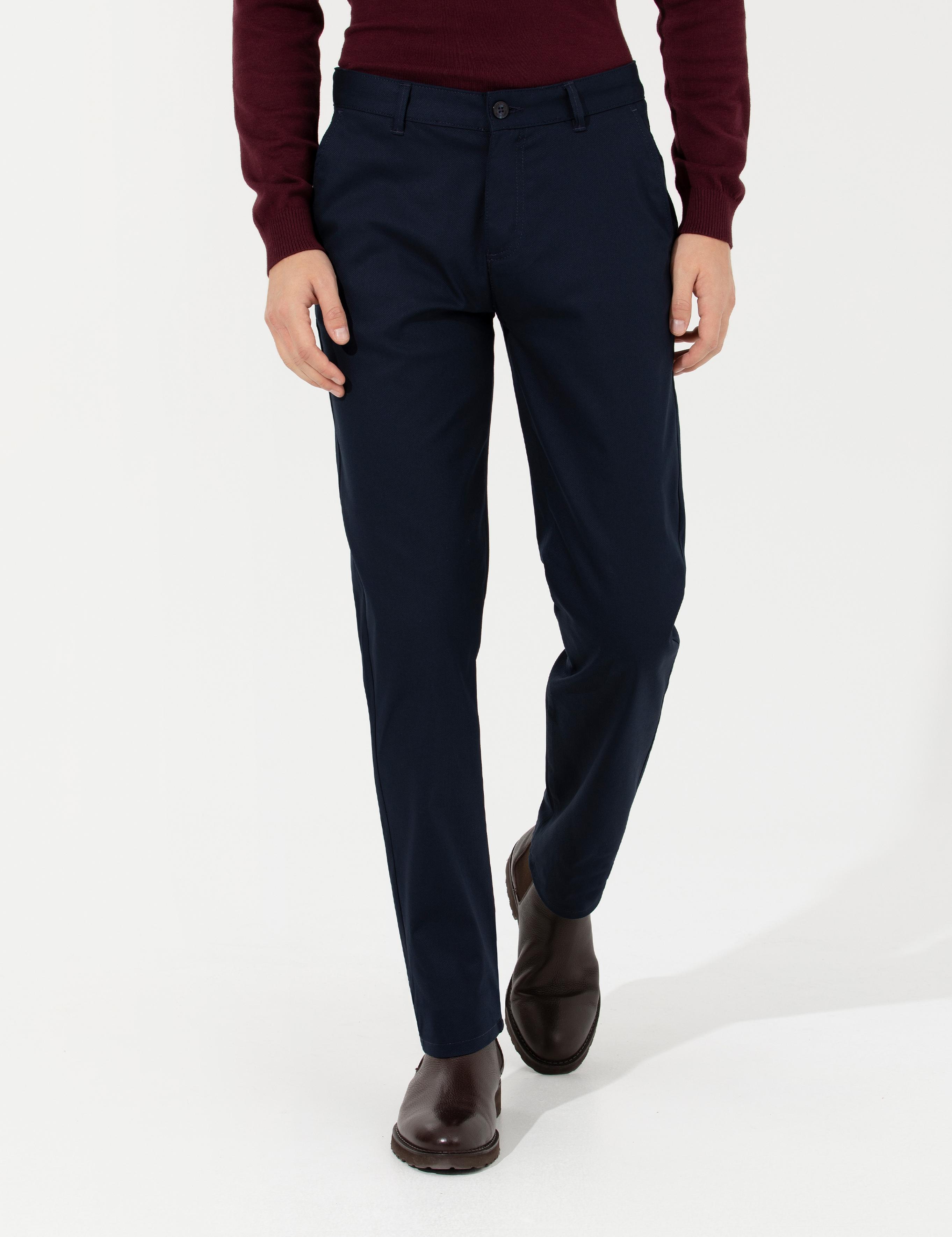 Lacivert Regular Fit Kanvas Pantolon