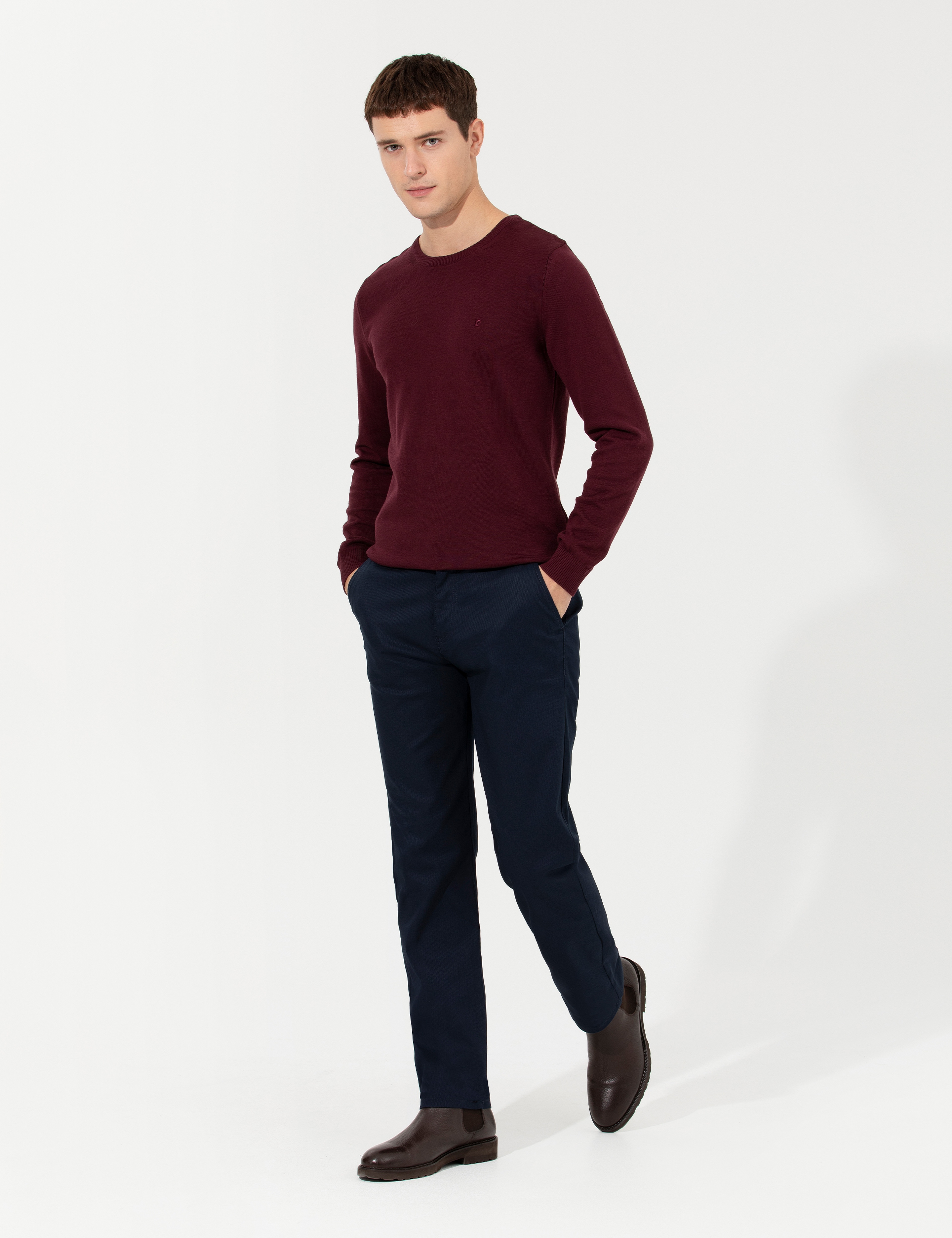 Lacivert Regular Fit Kanvas Pantolon - Image 3
