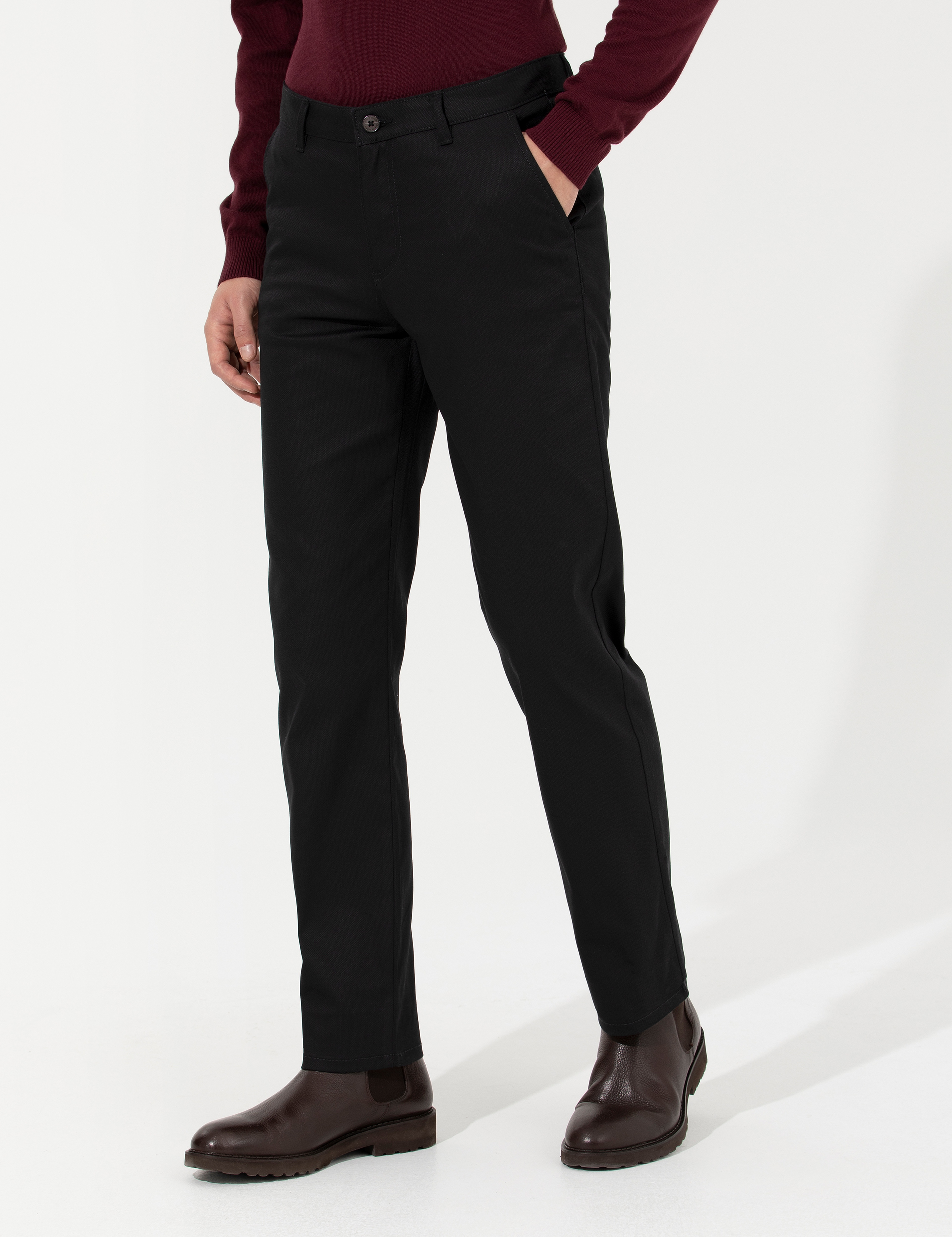 Siyah Regular Fit Kanvas Pantolon - Image 2