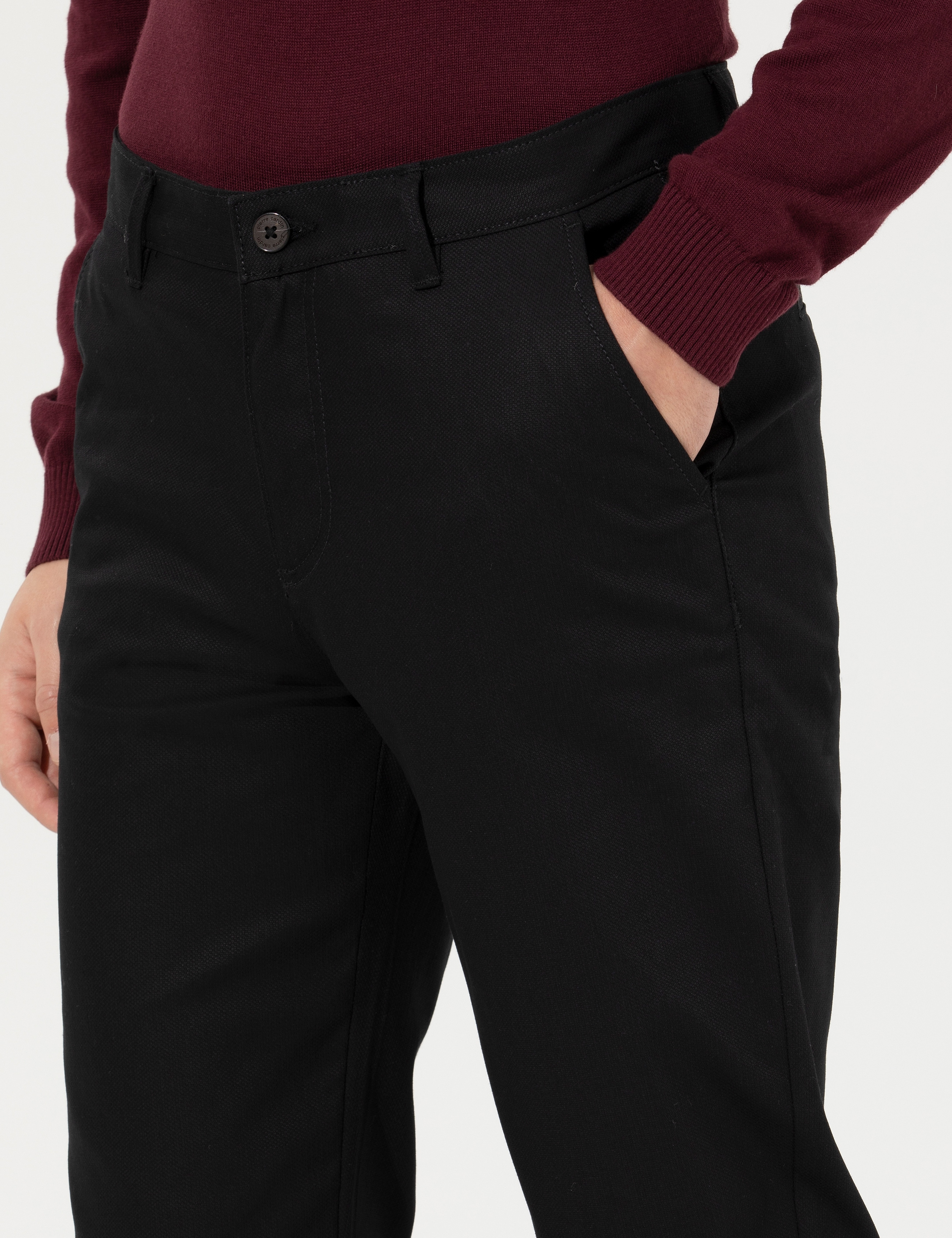 Siyah Regular Fit Kanvas Pantolon - Image 6