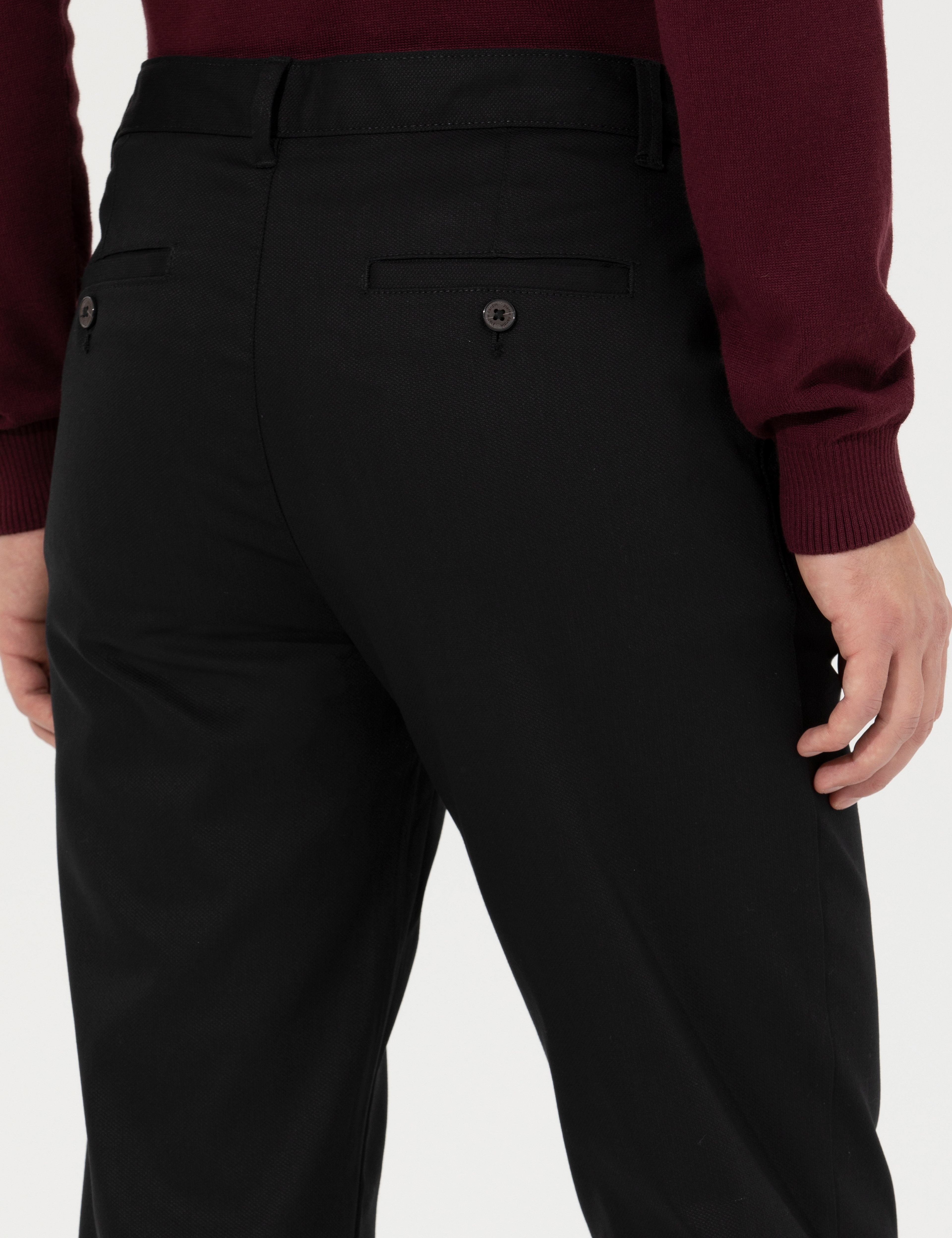 Siyah Regular Fit Kanvas Pantolon