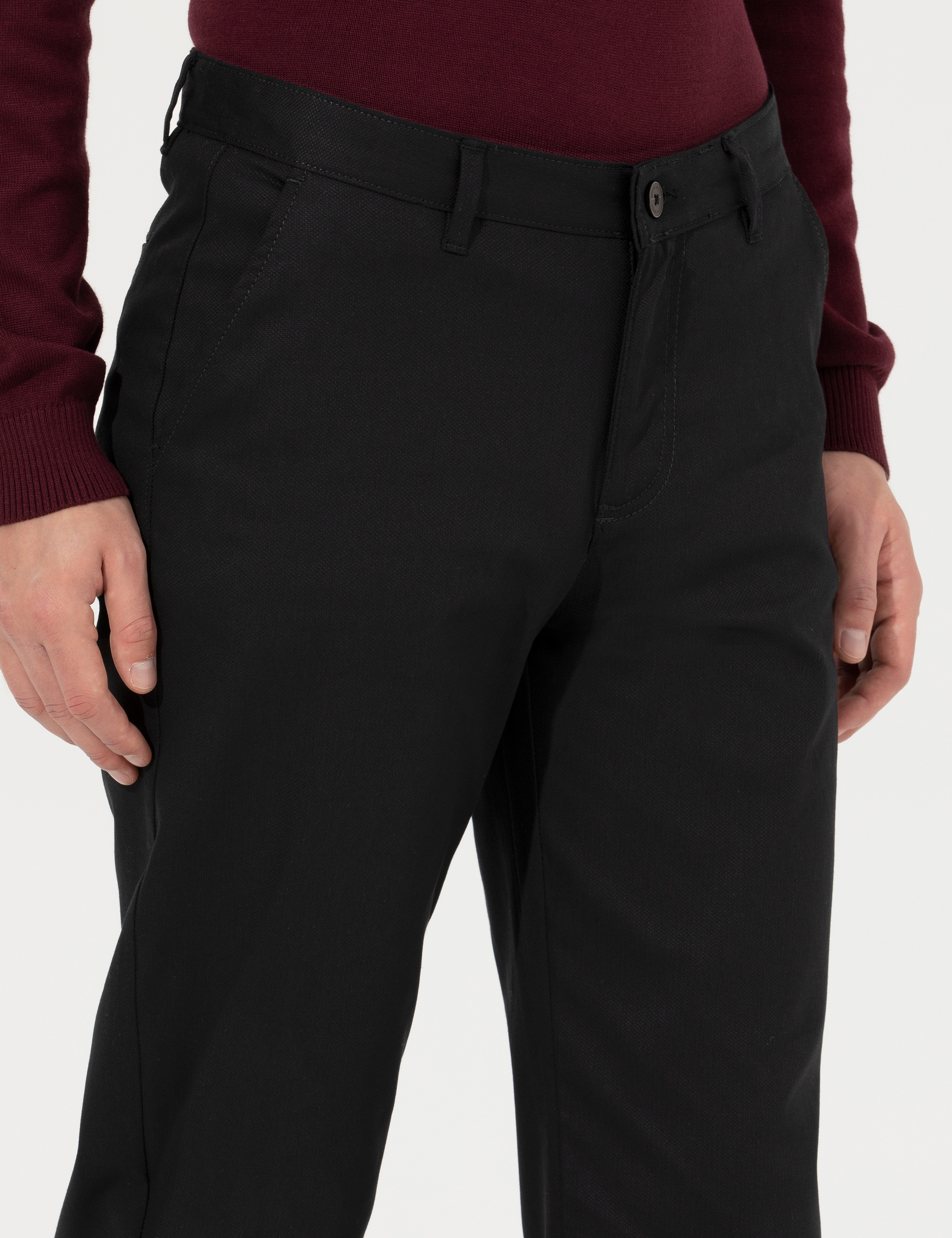 Siyah Regular Fit Kanvas Pantolon
