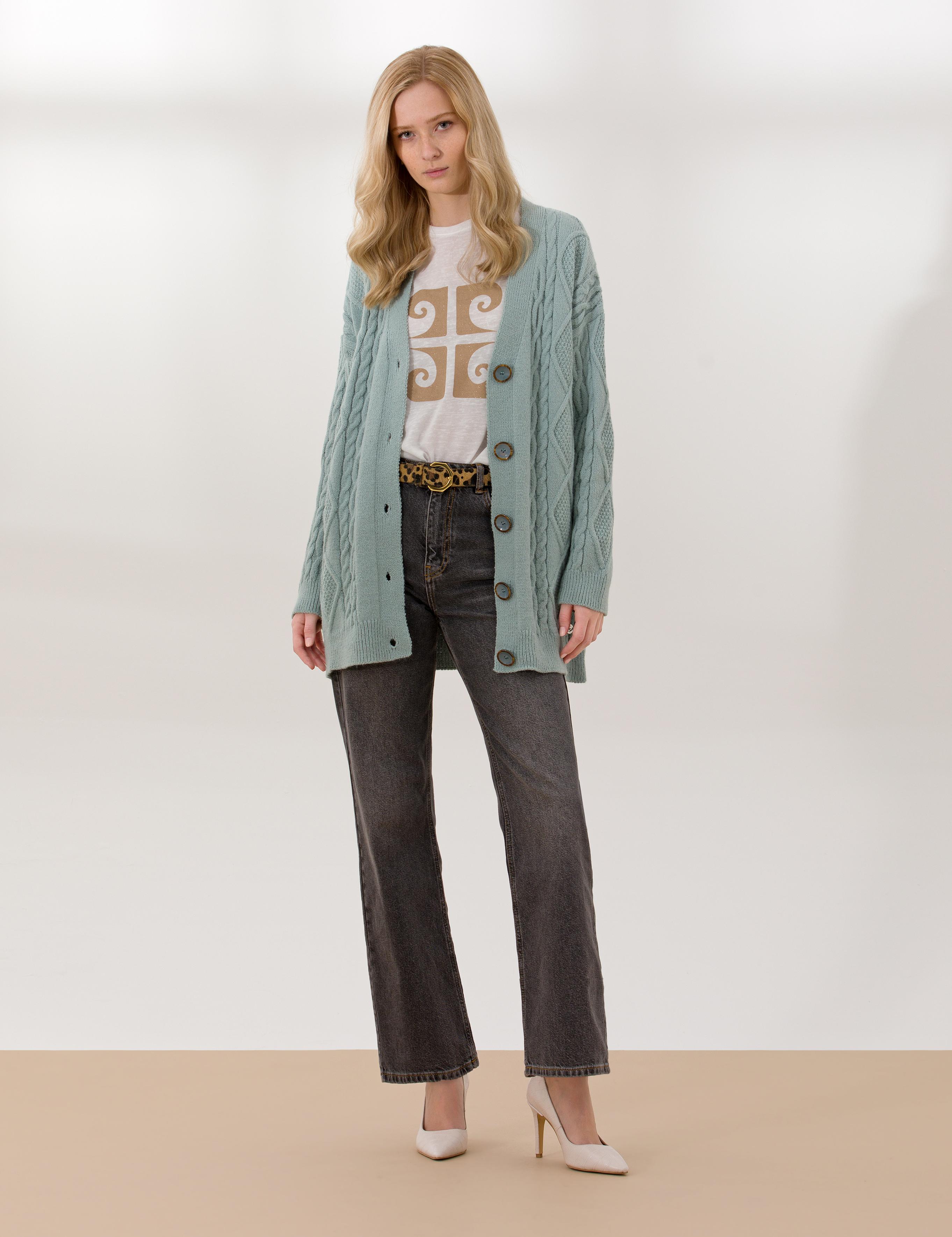 Mint Comfort Fit Triko Hırka