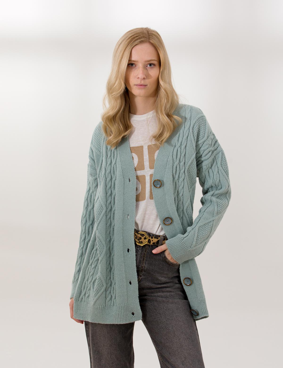 Mint Comfort Fit Triko Hırka