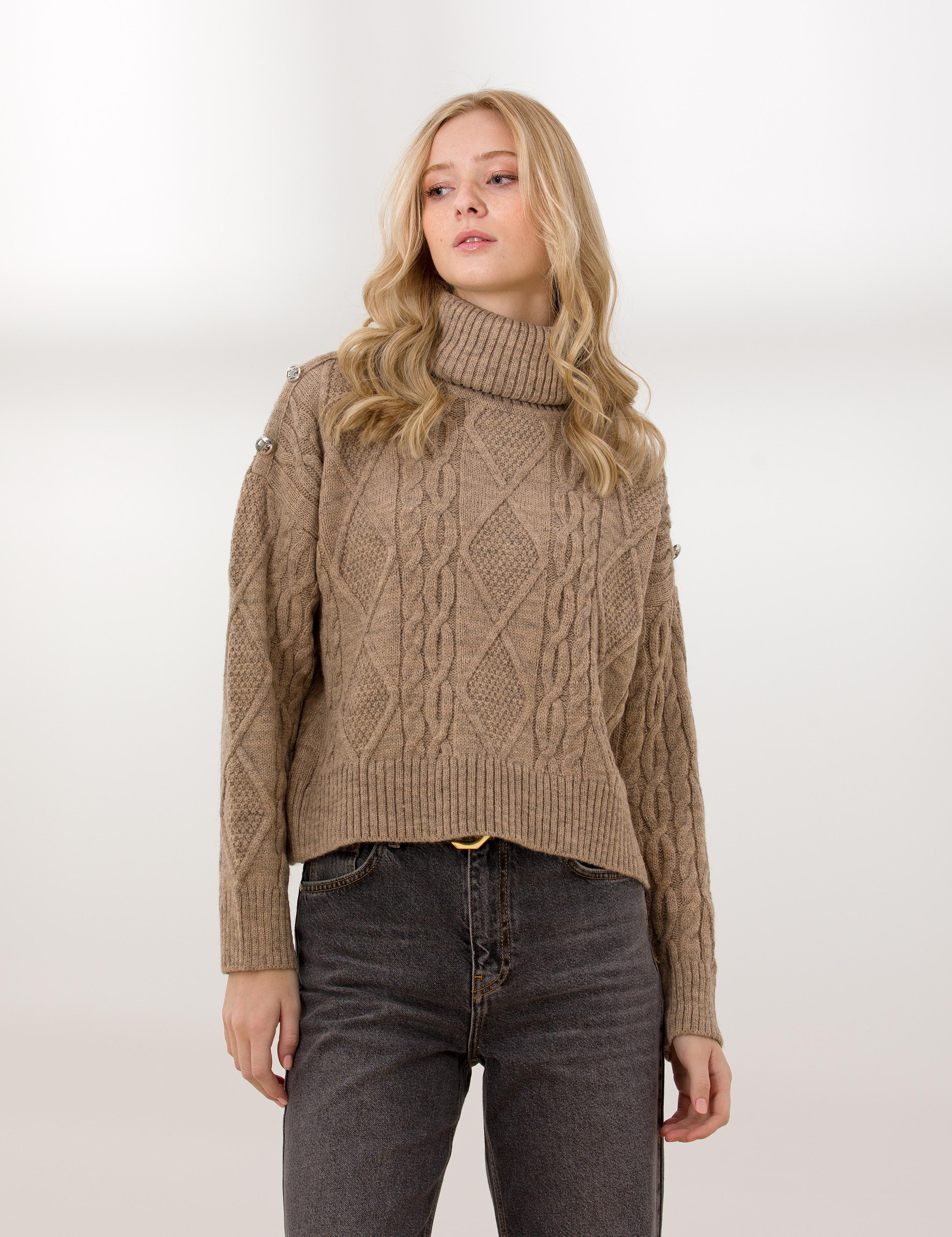 Vizon Crop Top Balıkçı Yaka Kazak