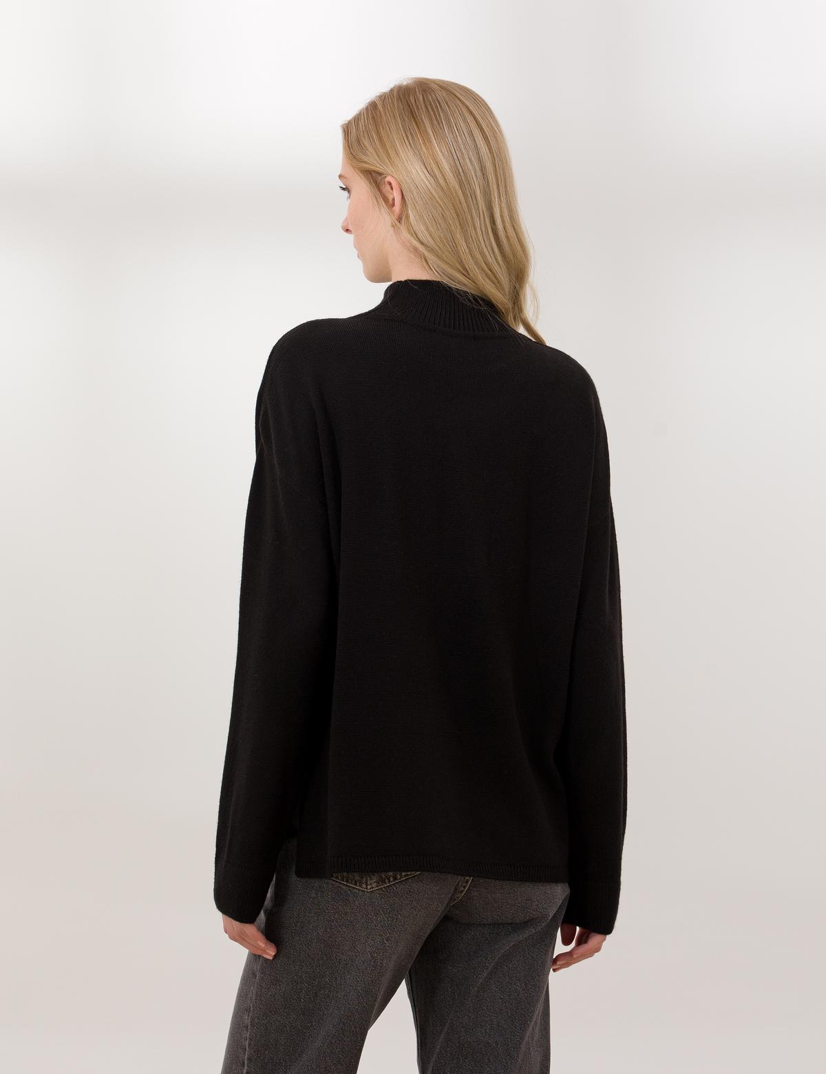 Siyah Comfort Fit Basic Balıkçı Yaka Kazak - 50260244003