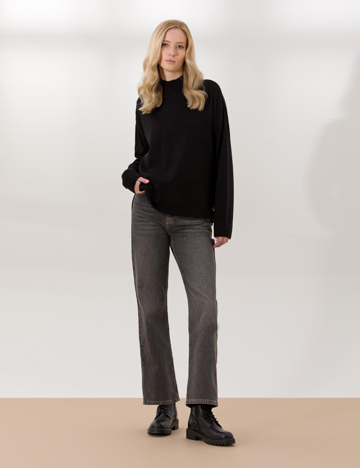 Siyah Comfort Fit Basic Balıkçı Yaka Kazak - 50260244003