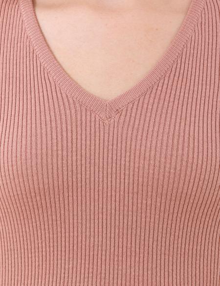 Pudra Slim Fit V Yaka Basic Kazak - 50260241044