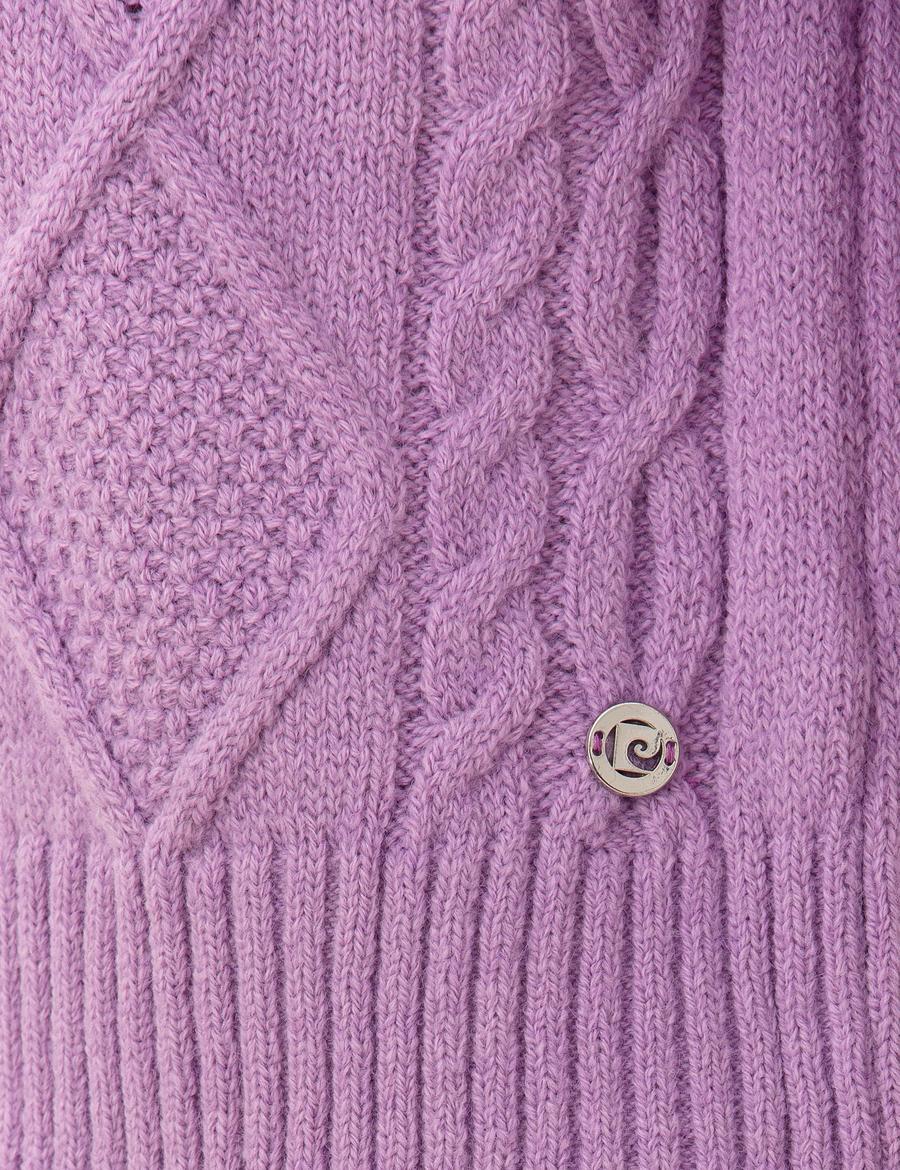 Lila Crop Top Balıkçı Yaka Kazak