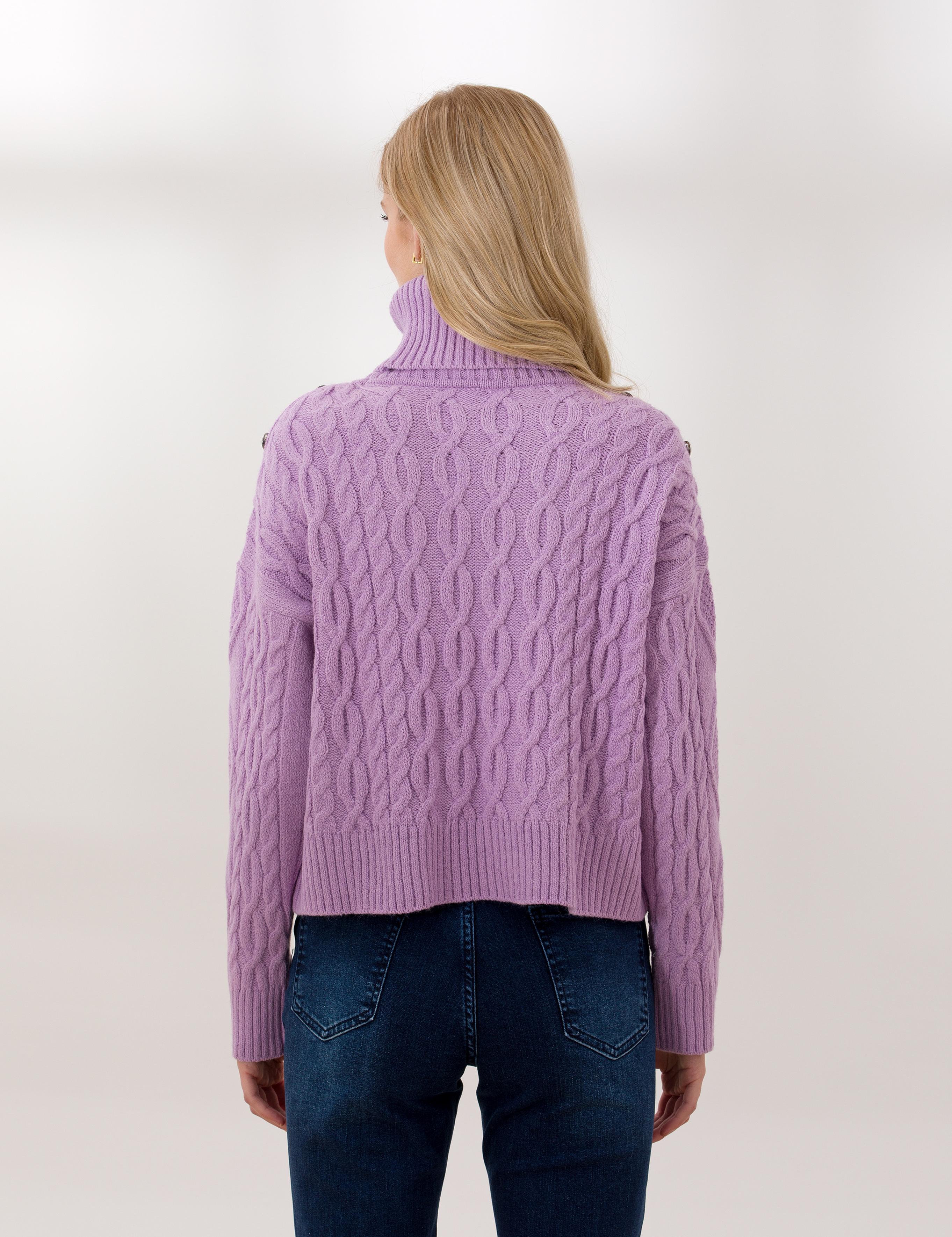 Lila Crop Top Balıkçı Yaka Kazak