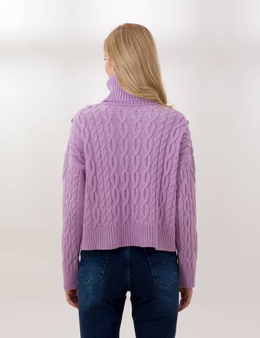Lila Crop Top Balıkçı Yaka Kazak