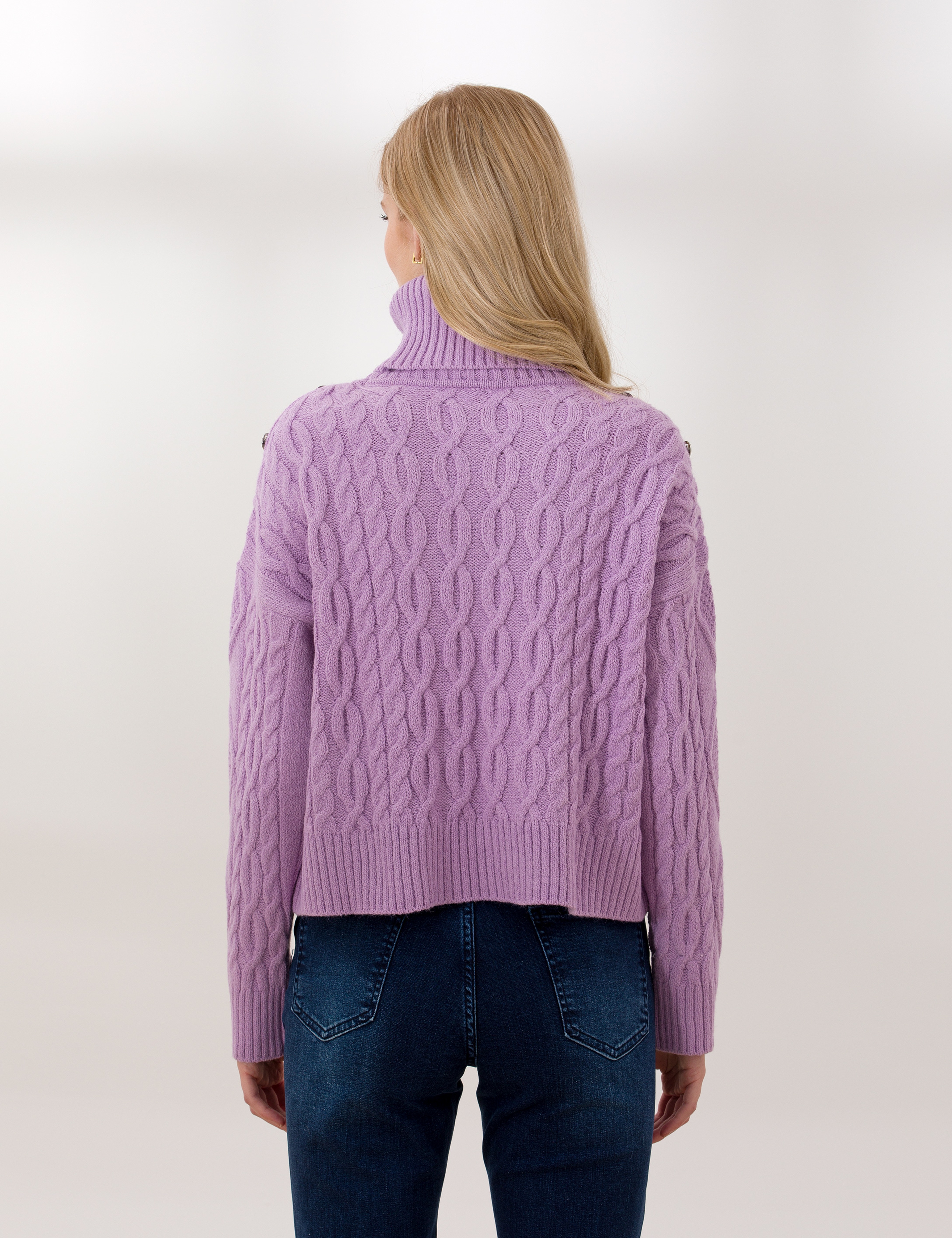 Lila Crop Top Balıkçı Yaka Kazak - Image 5