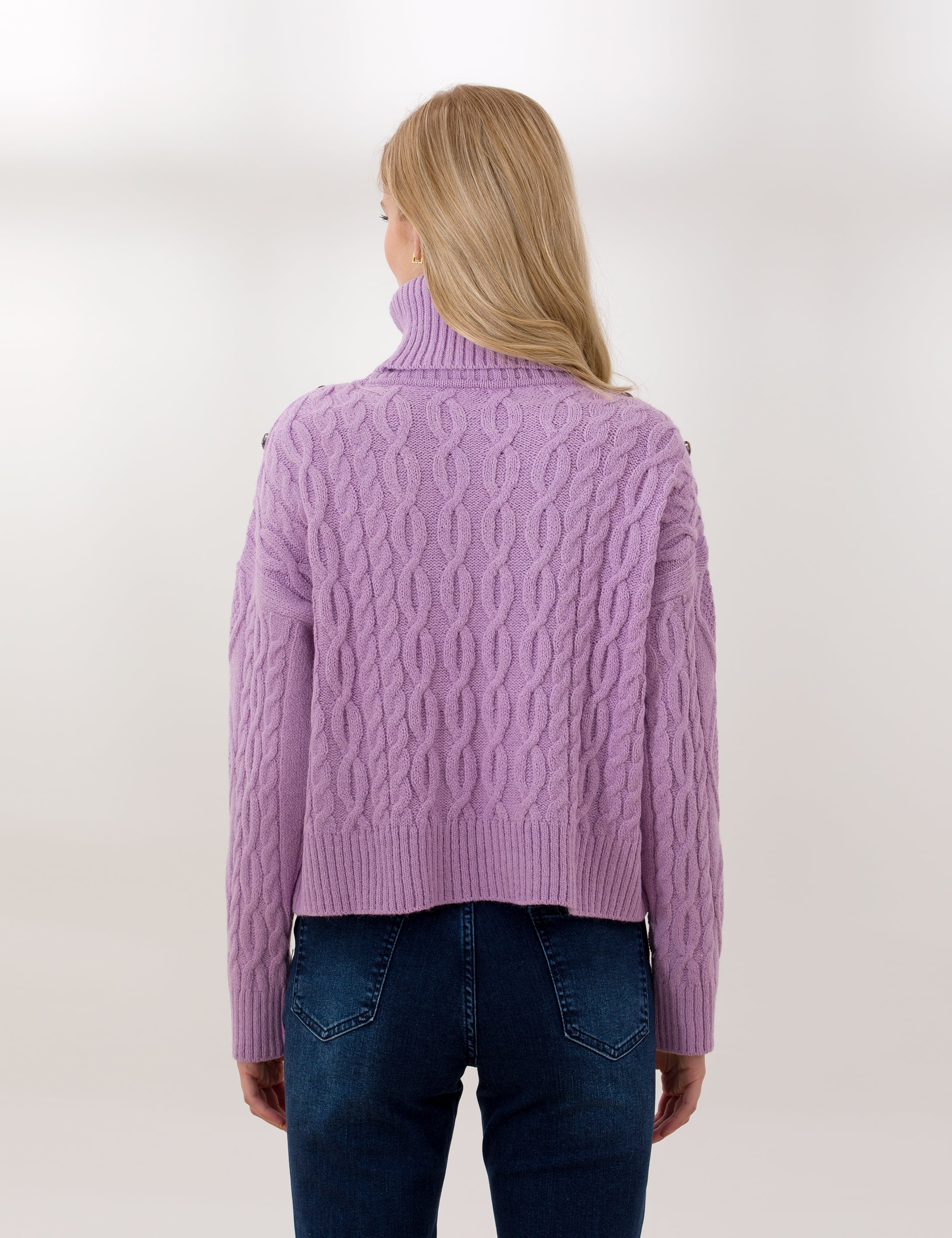 Lila Crop Top Balıkçı Yaka Kazak