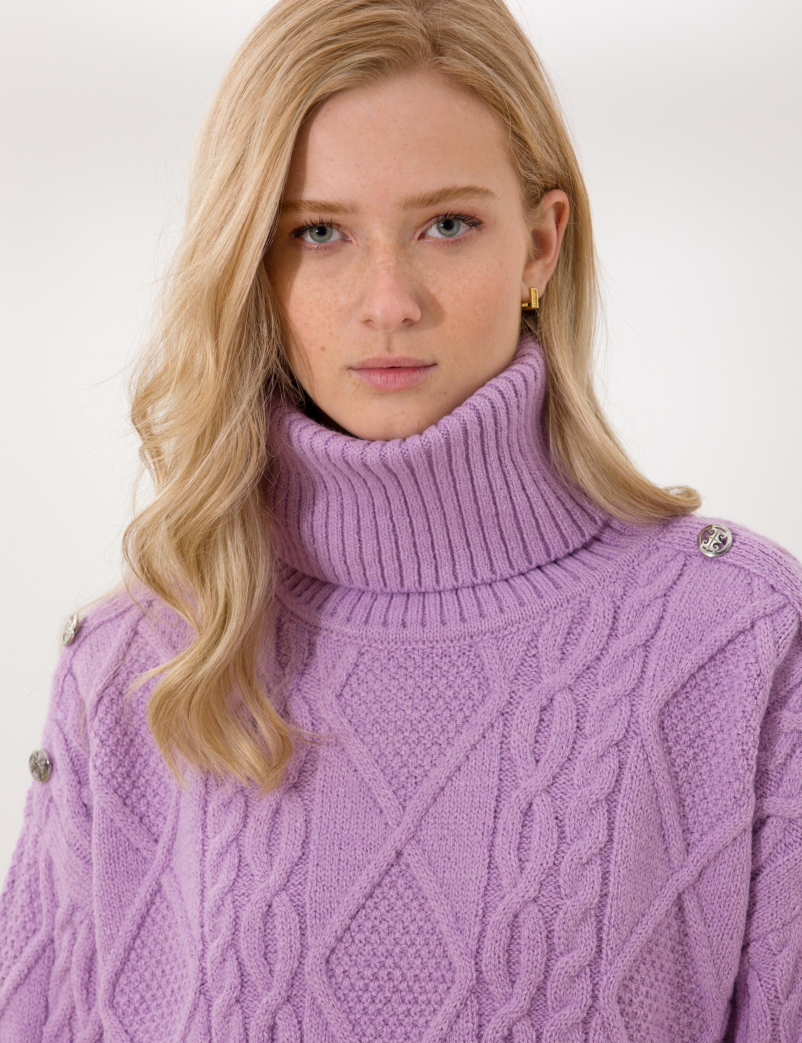 Lila Crop Top Balıkçı Yaka Kazak