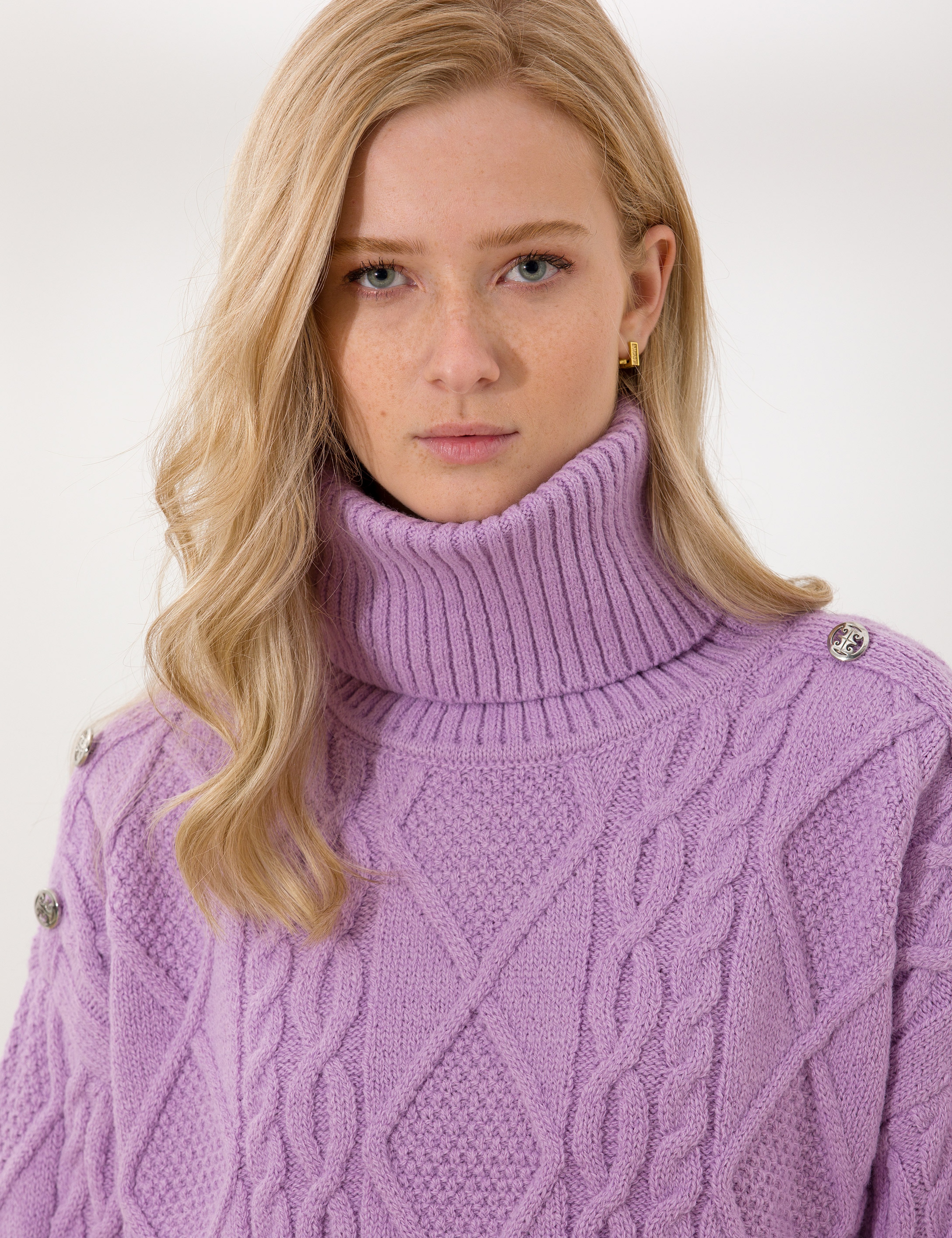 Lila Crop Top Balıkçı Yaka Kazak - Image 2