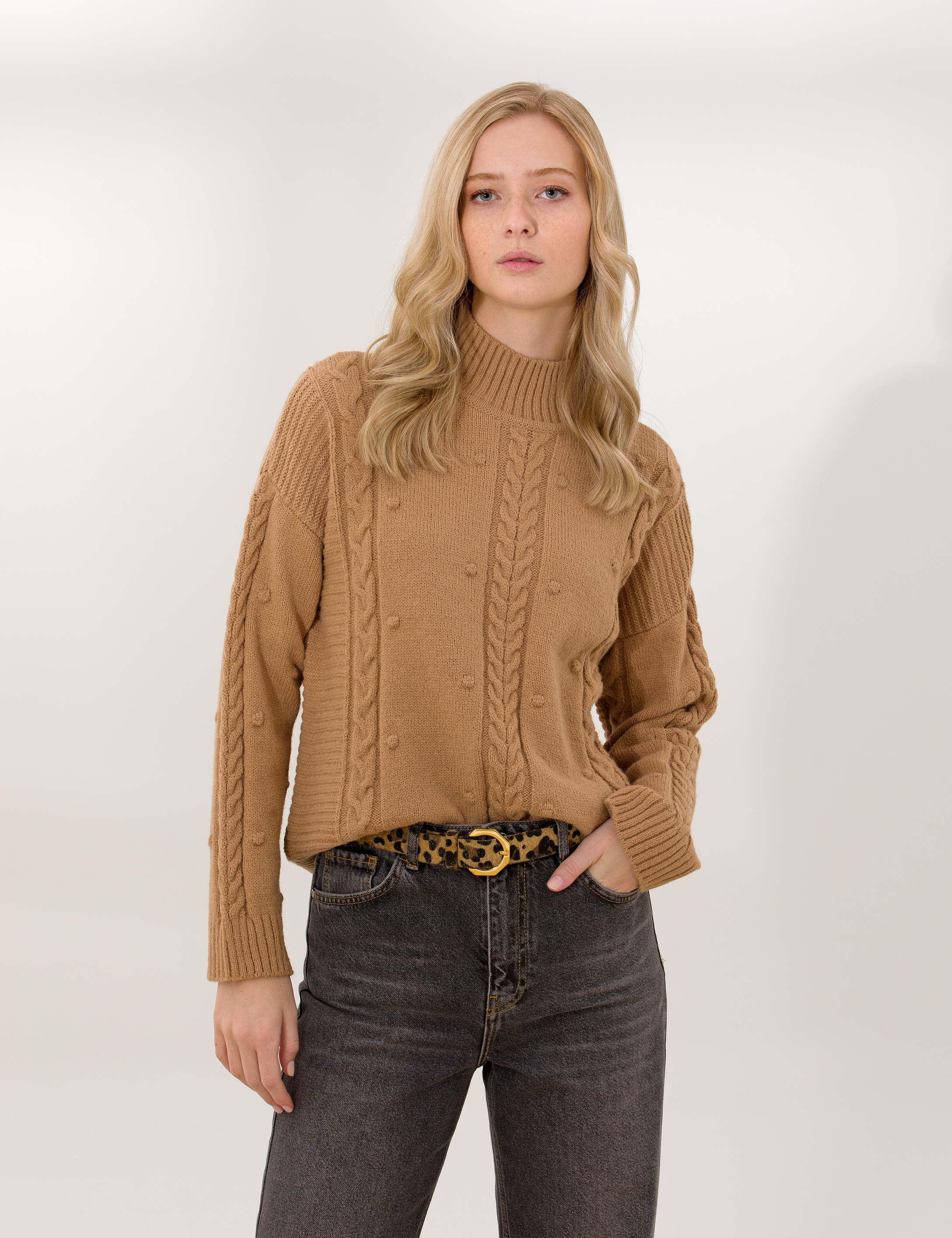 Camel Comfort Fit Yarım Balıkçı Yaka Kazak - Image 1