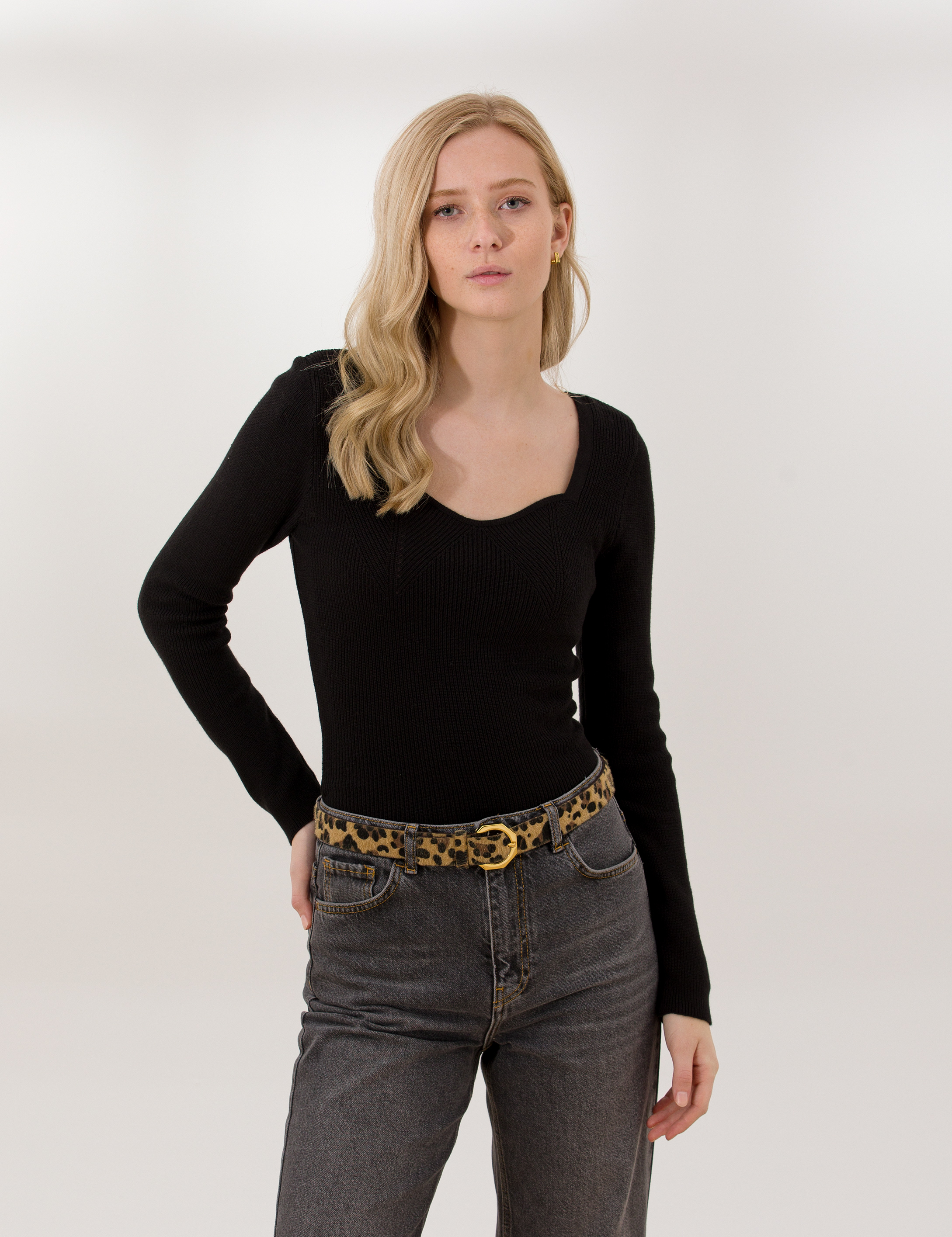 Siyah Slim Fit Kazak