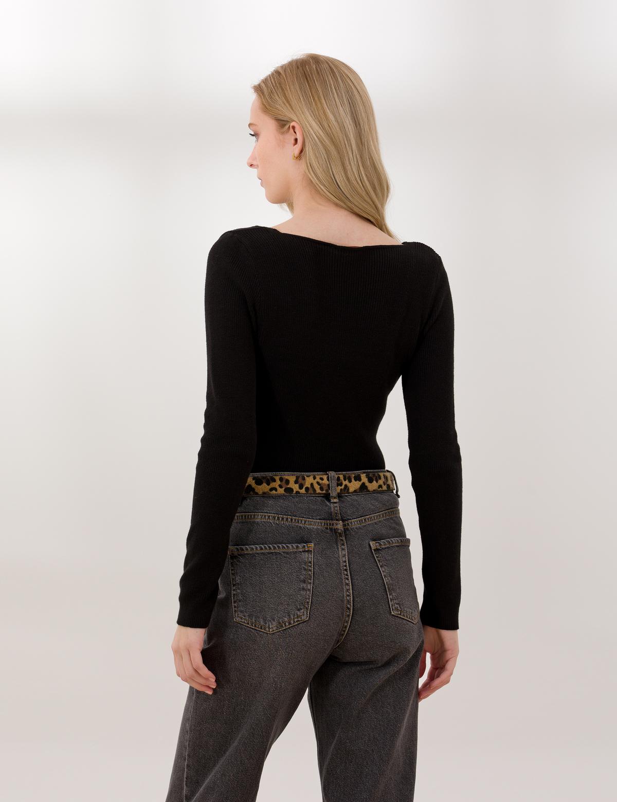 Siyah Slim Fit Kazak - 50260242008