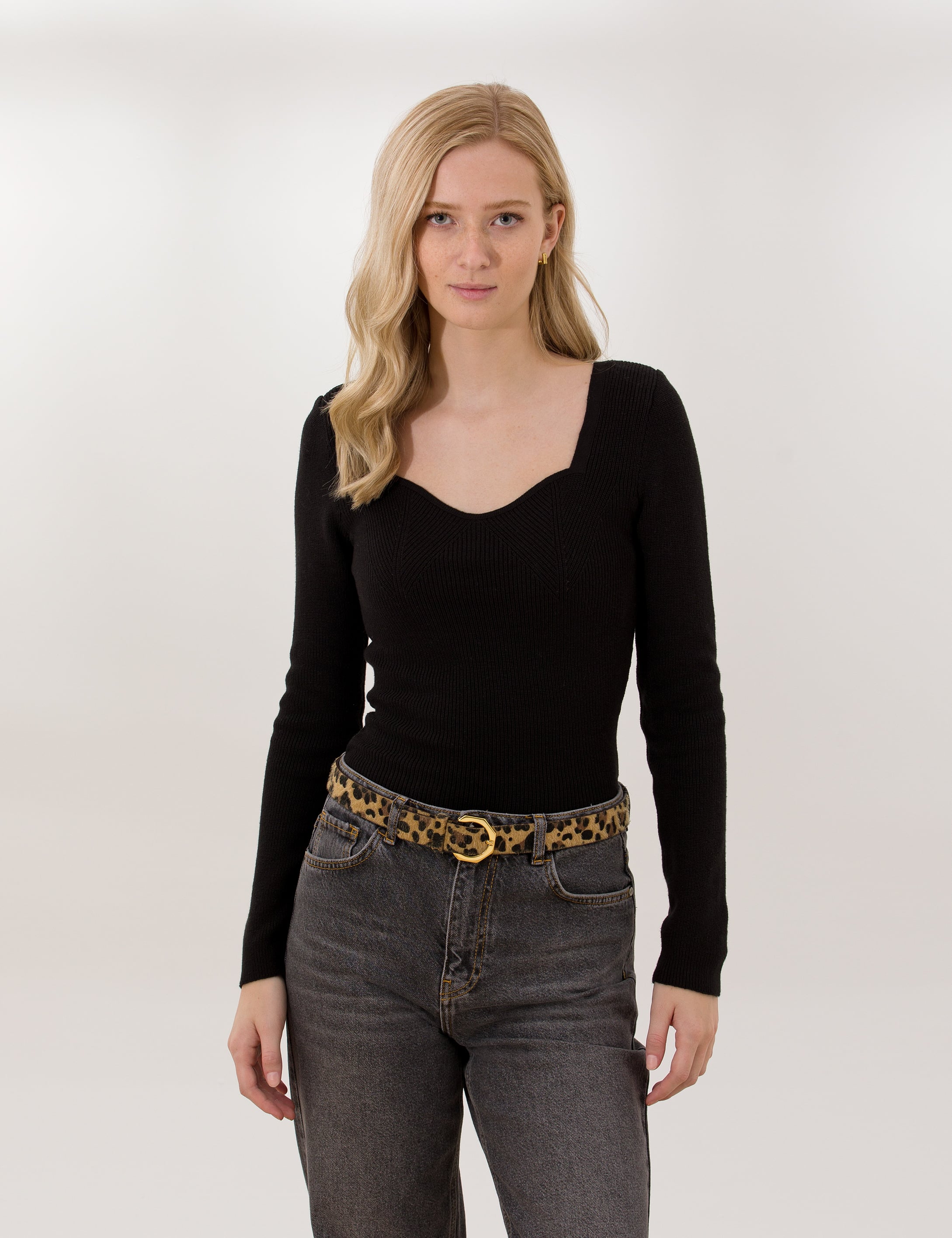 Siyah Slim Fit Kazak - Image 1