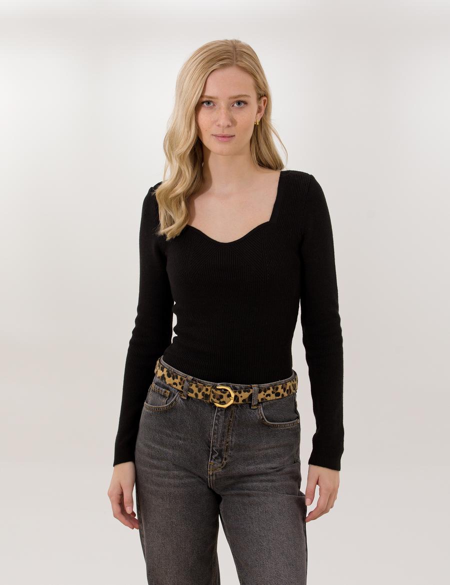 Siyah Slim Fit Kazak