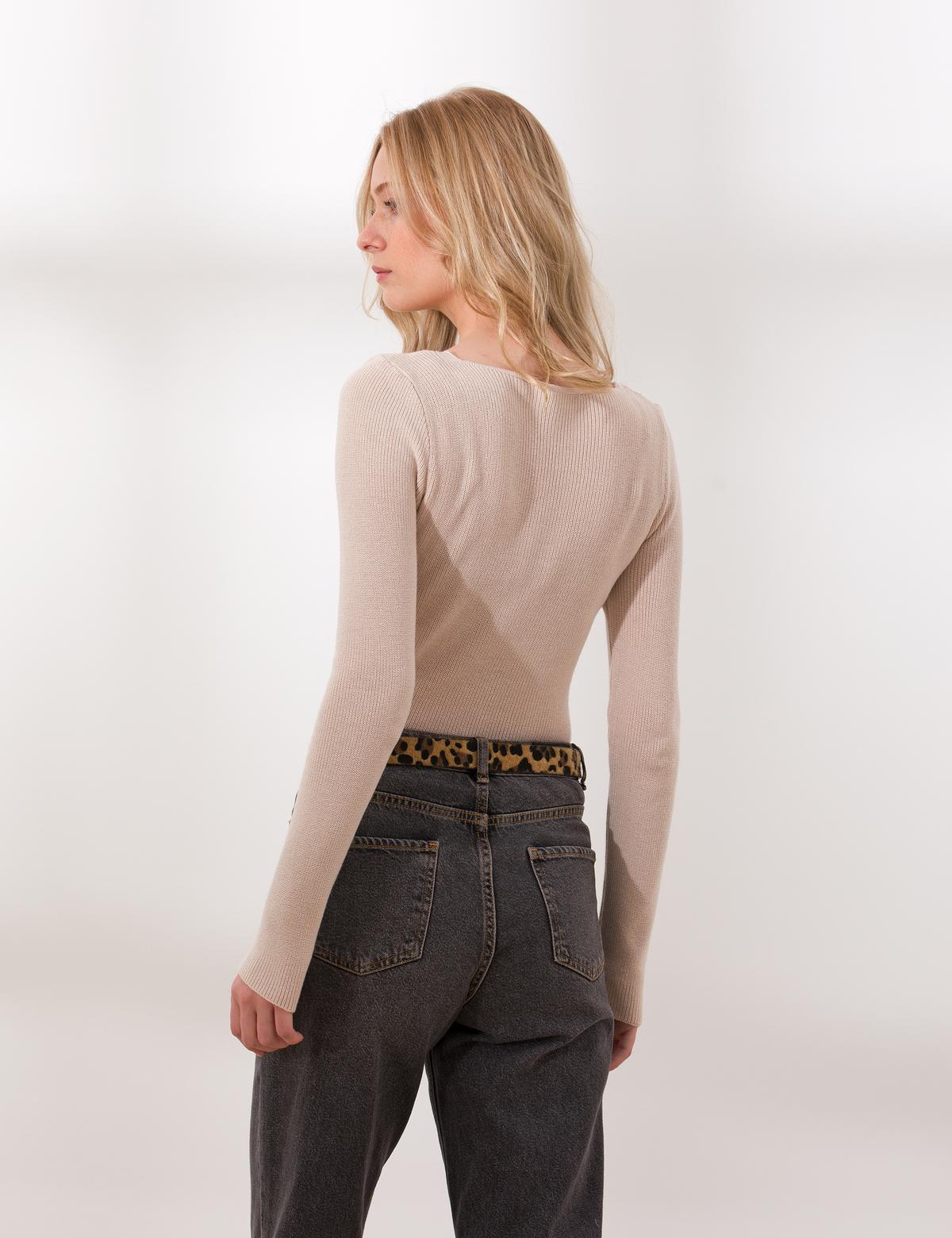 Krem Melanj Slim Fit Kazak - 50260242013