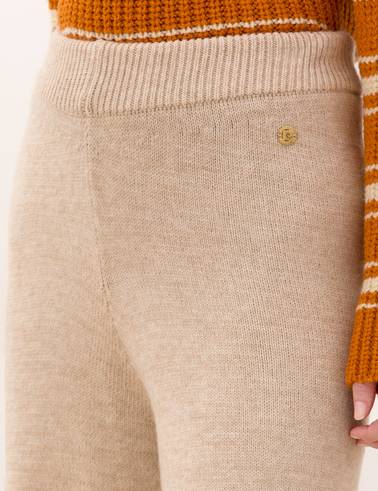 Krem Melanj Loose Fit Triko Pantolon