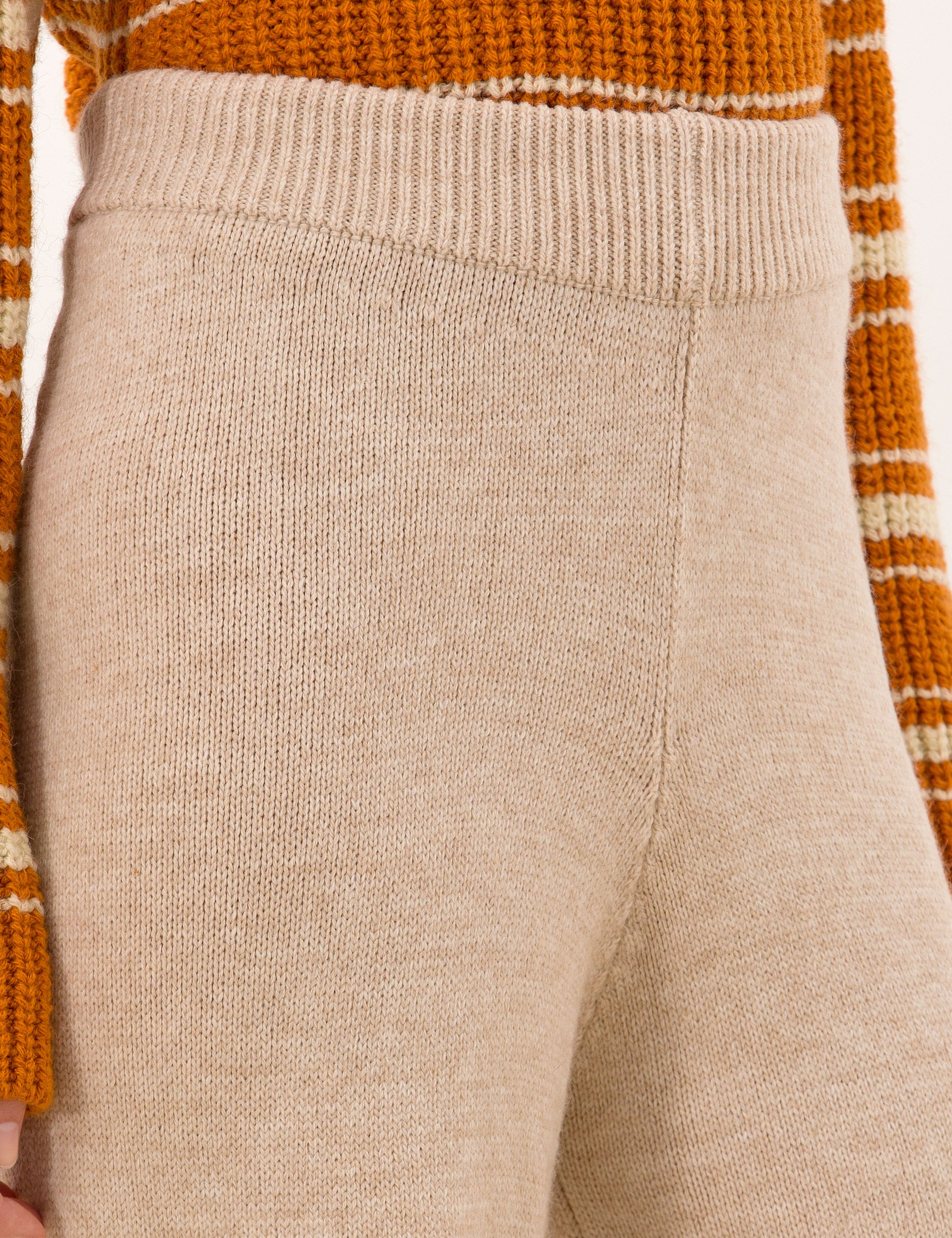 Krem Melanj Loose Fit Triko Pantolon