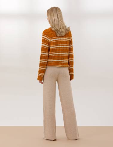 Krem Melanj Loose Fit Triko Pantolon