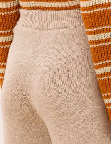 Krem Melanj Loose Fit Triko Pantolon