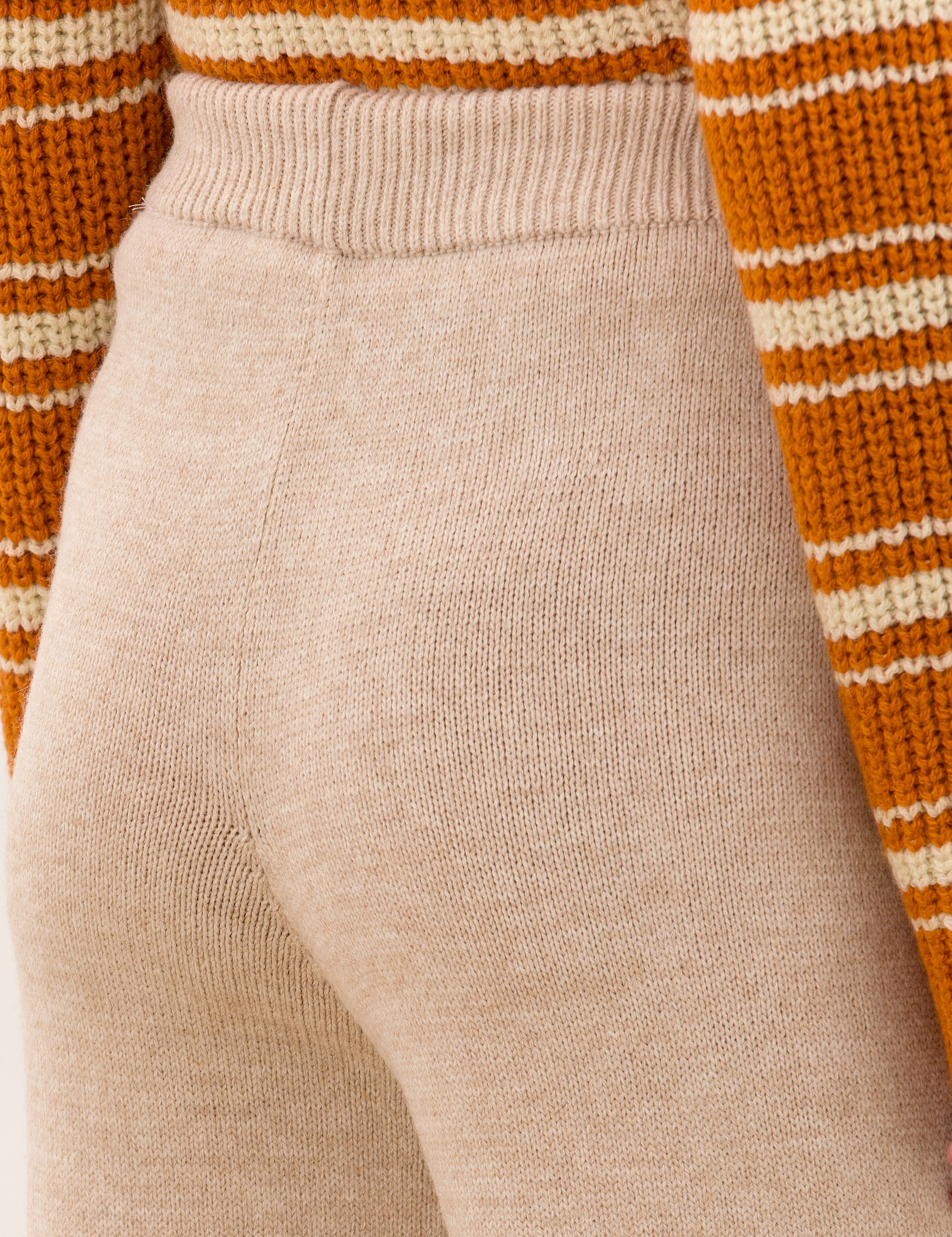 Krem Melanj Loose Fit Triko Pantolon - Image 7