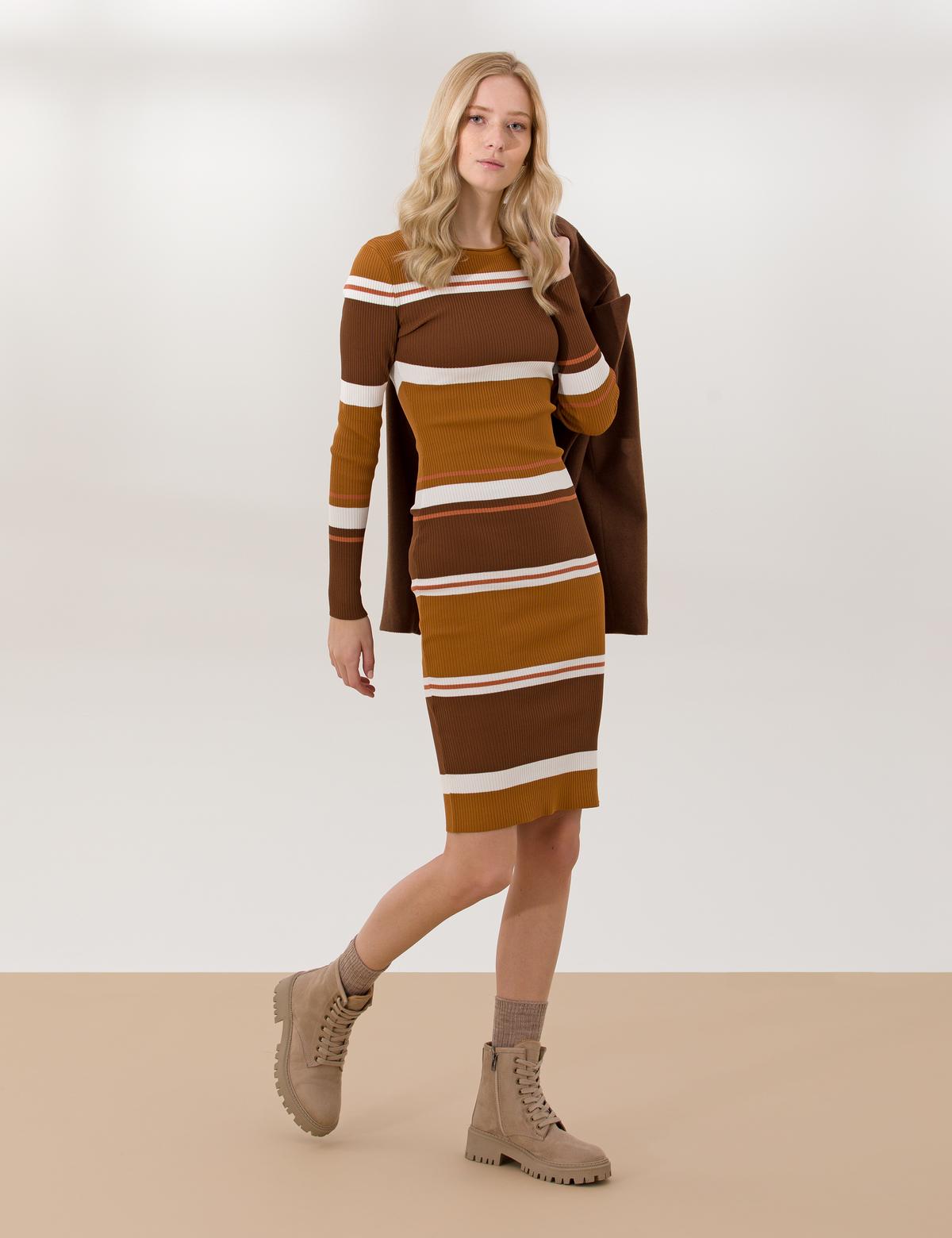 Çok Renkli Ex. Slim Fit Triko Elbise - 50261679003