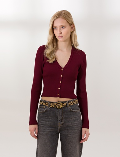 Bordo Extra Slim Fit Hırka