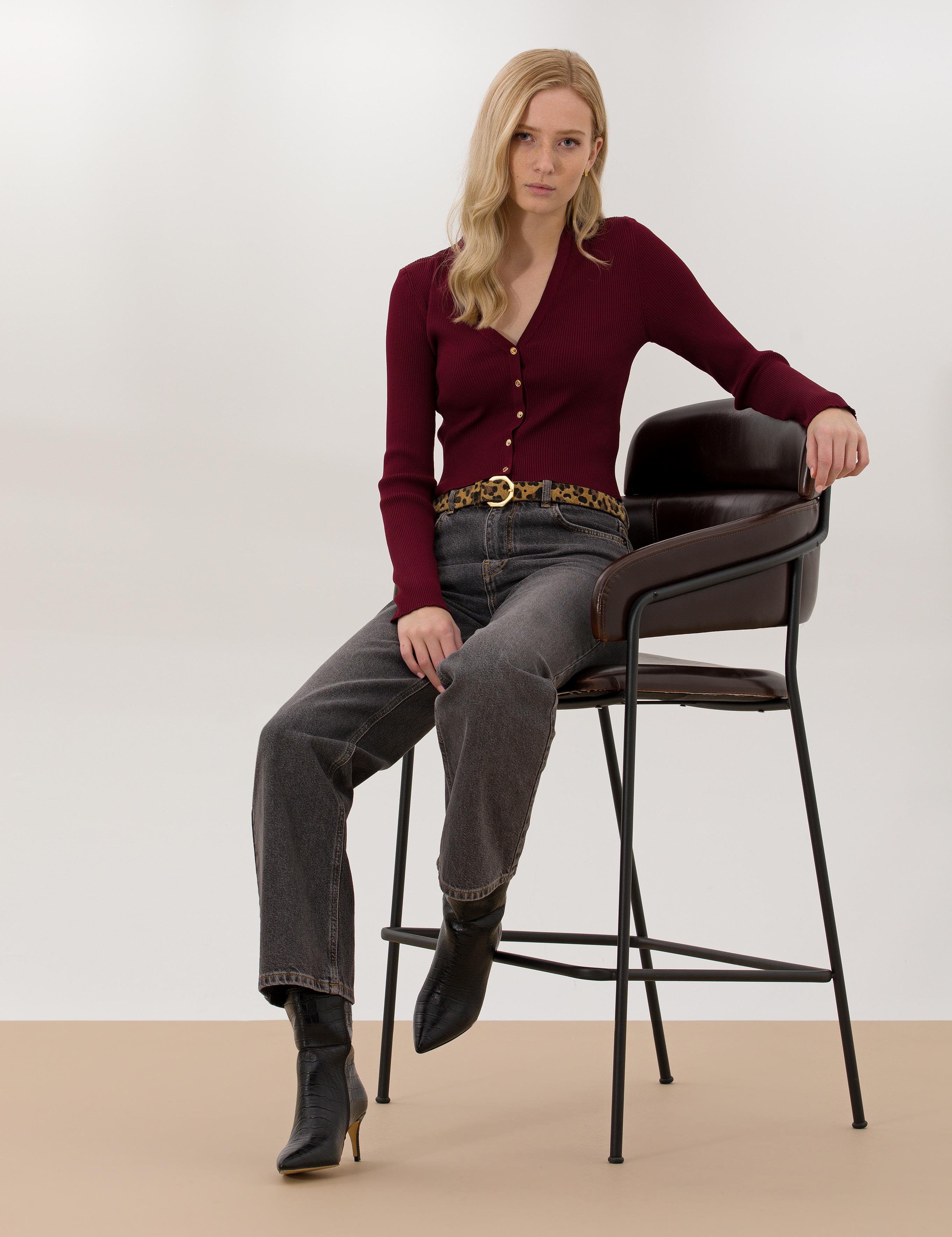 Bordo Ex. Slim Fit Hırka