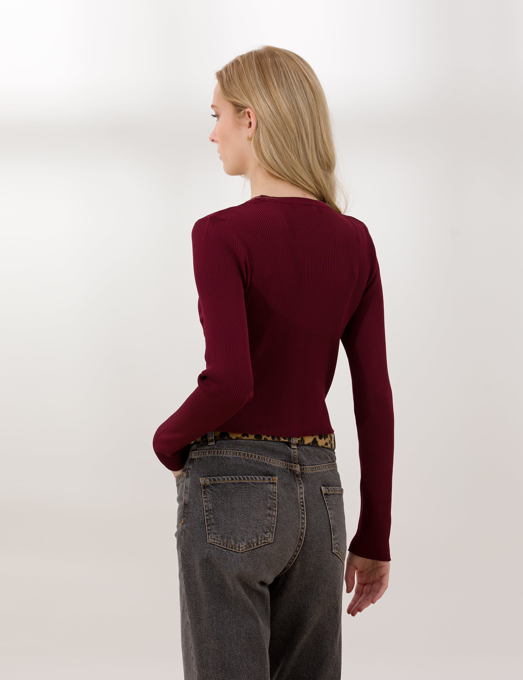 Pierre Cardin Bordo Extra Slim Fit Hırka görsel 5
