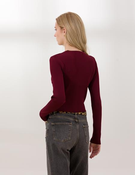 Bordo Ex. Slim Fit Hırka - 50259941012