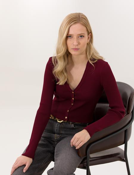 Bordo Ex. Slim Fit Hırka - 50259941012